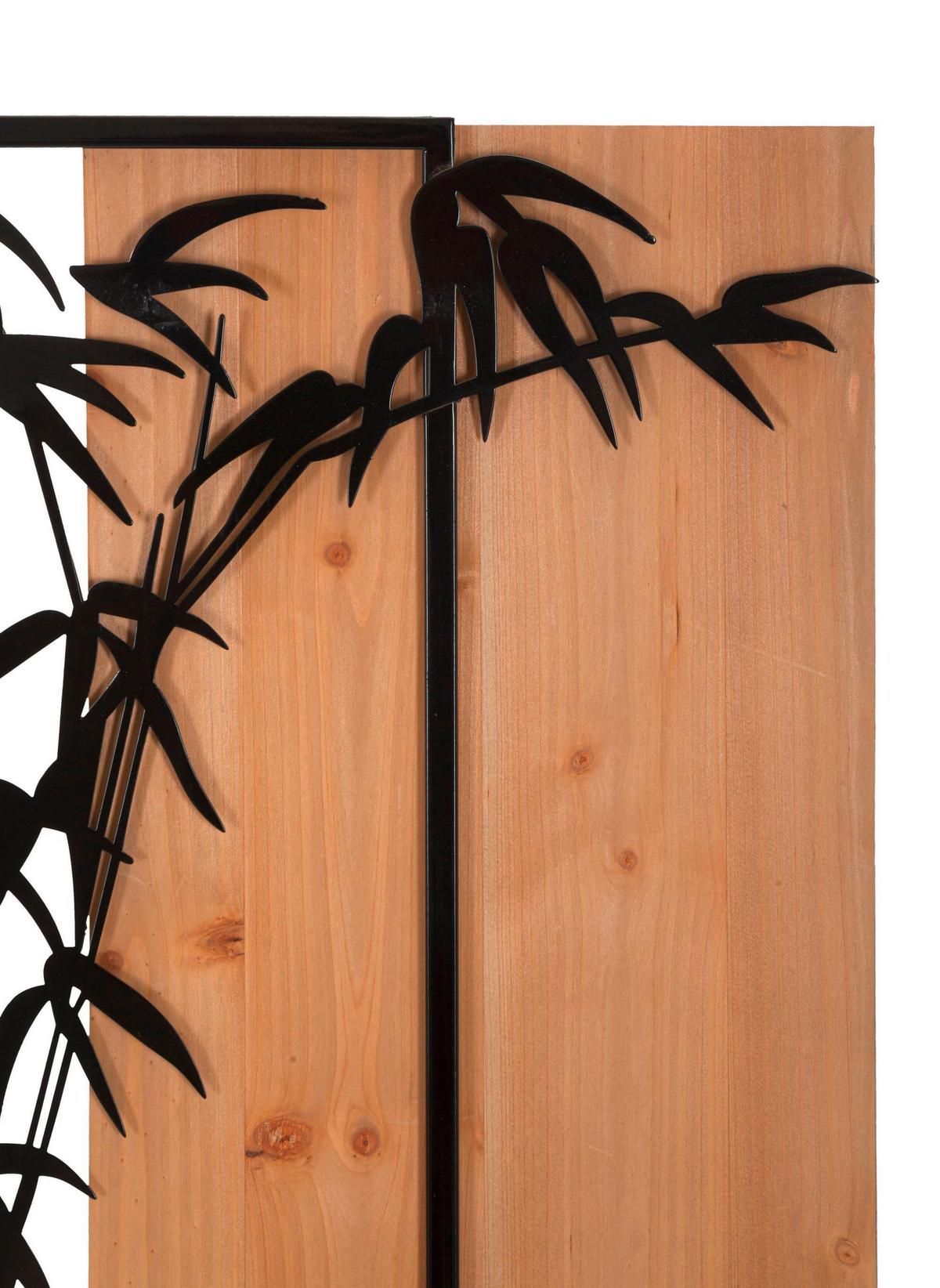 Wanddeko Bamboo Iron Naturfarben, Schwarz B: 58 cm - Schwarz/Naturfarben, Basics, Holzwerkstoff/Metall (58/80/2cm)
