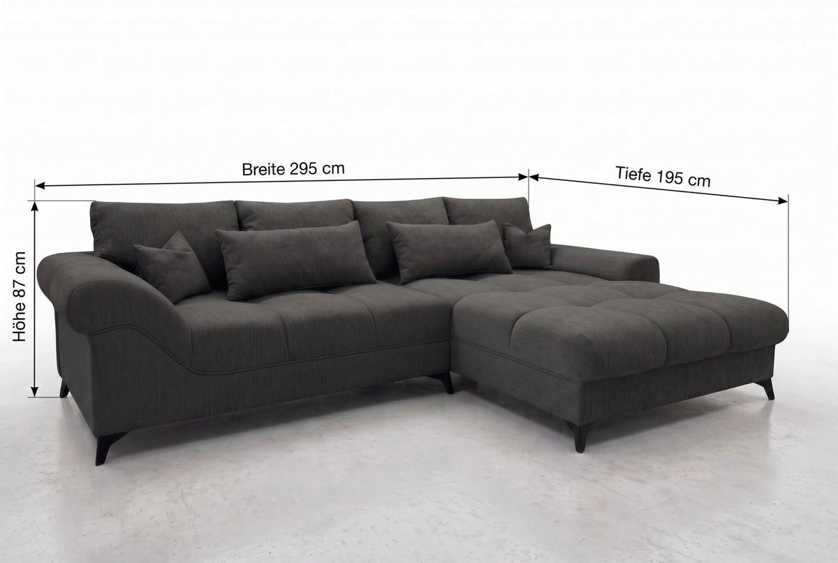 Rohová sedačka NOAH, obojstranná, grafitová - čierna/grafitová, Modern, kompozitné drevo/textil (295/195cm) - Mömax