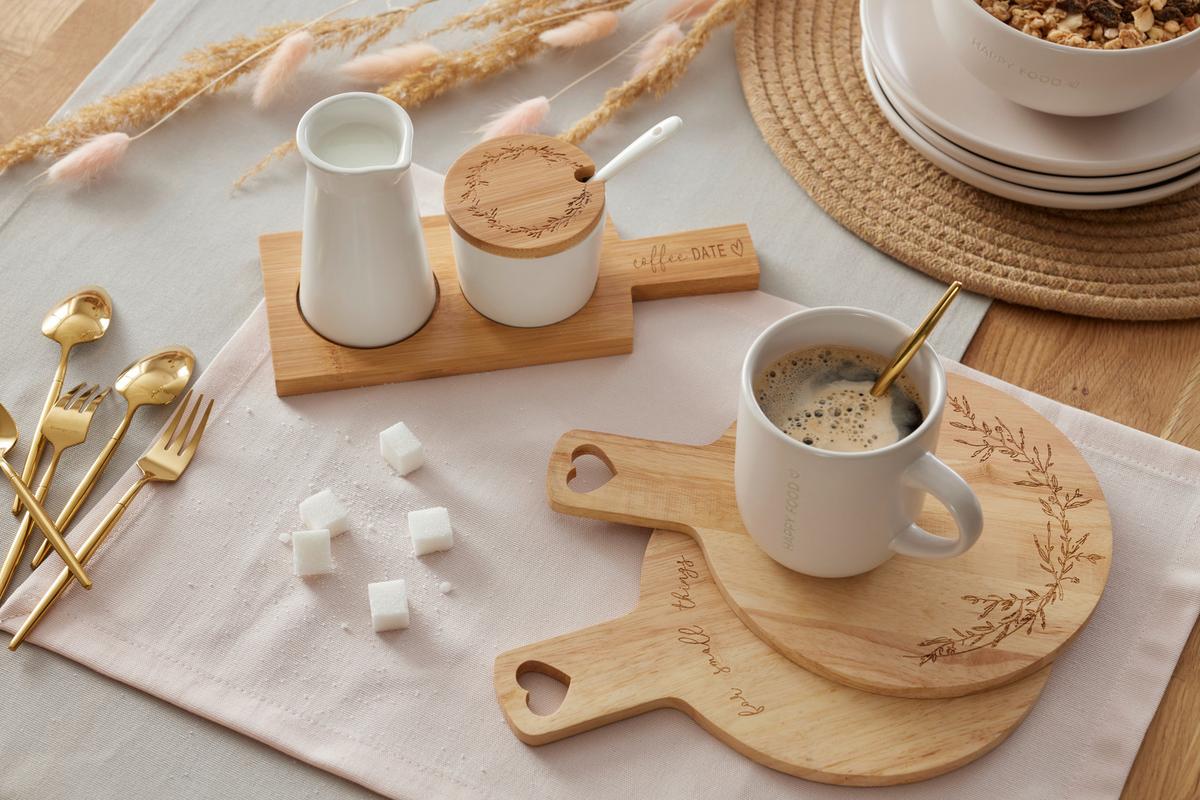 SADA NA MLÉKO A CUKR EMILIA - bílá/přírodní barvy, Moderní, přírodní materiály/keramika - Zandiara