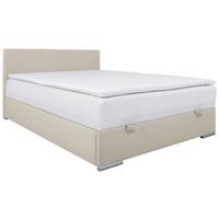Polsterbett mit Matratze 140x200 Cosi Sandfarben - Sandfarben/Chromfarben, KONVENTIONELL, Holz/Textil (140/200cm)