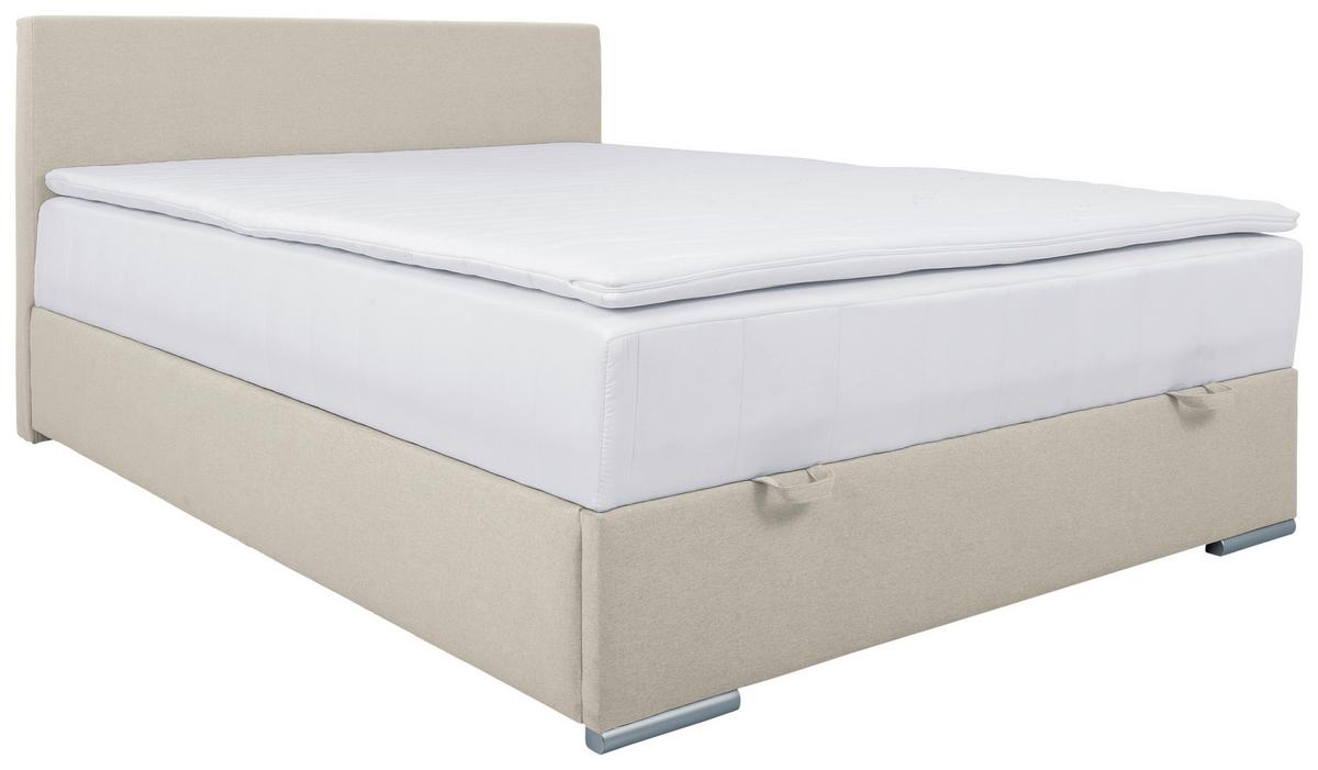 Polsterbett mit Matratze 140x200 Cosi Sandfarben - Sandfarben/Chromfarben, KONVENTIONELL, Holz/Textil (140/200cm)