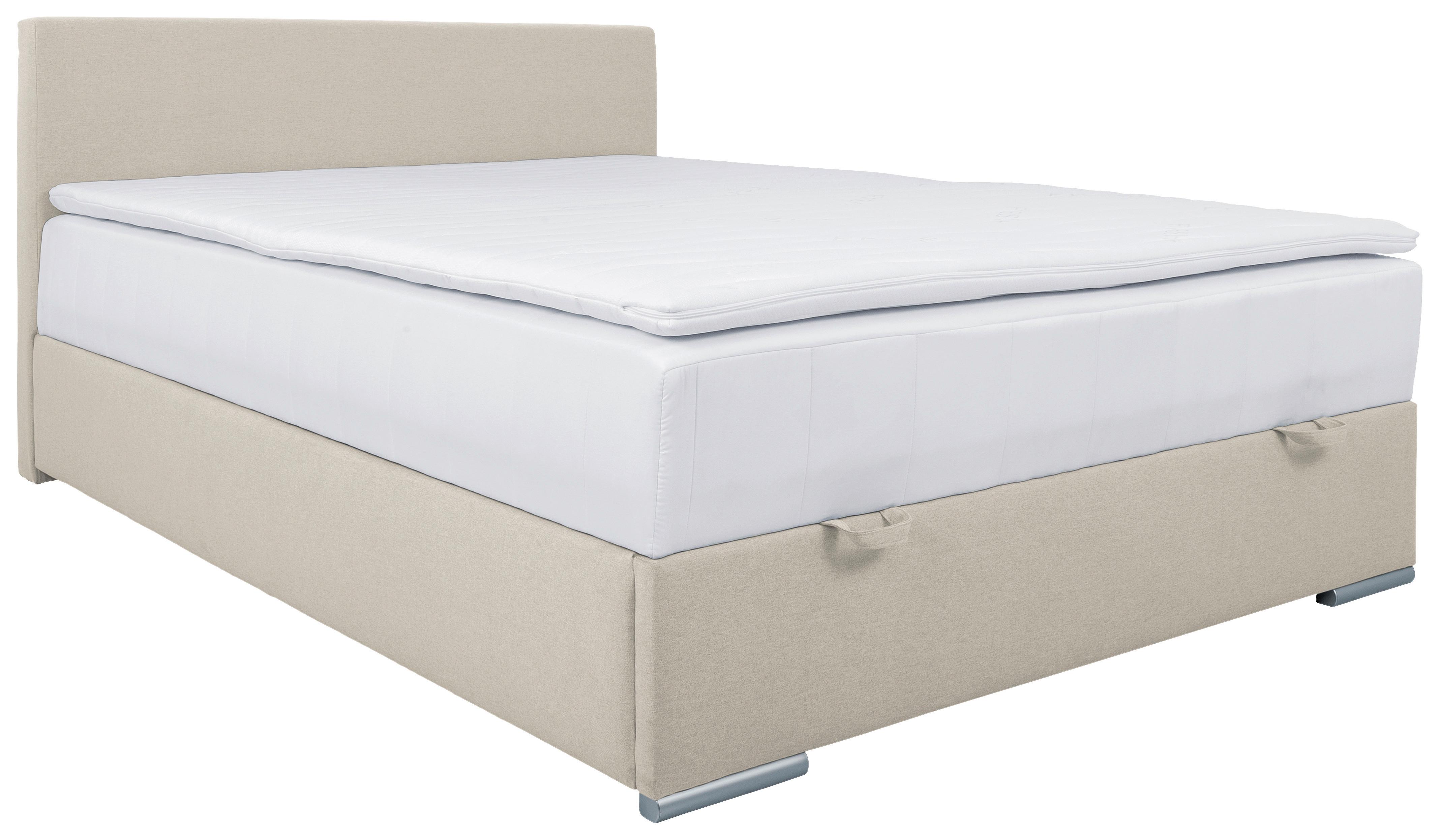 Polsterbett mit Matratze 140x200 Cosi Sandfarben