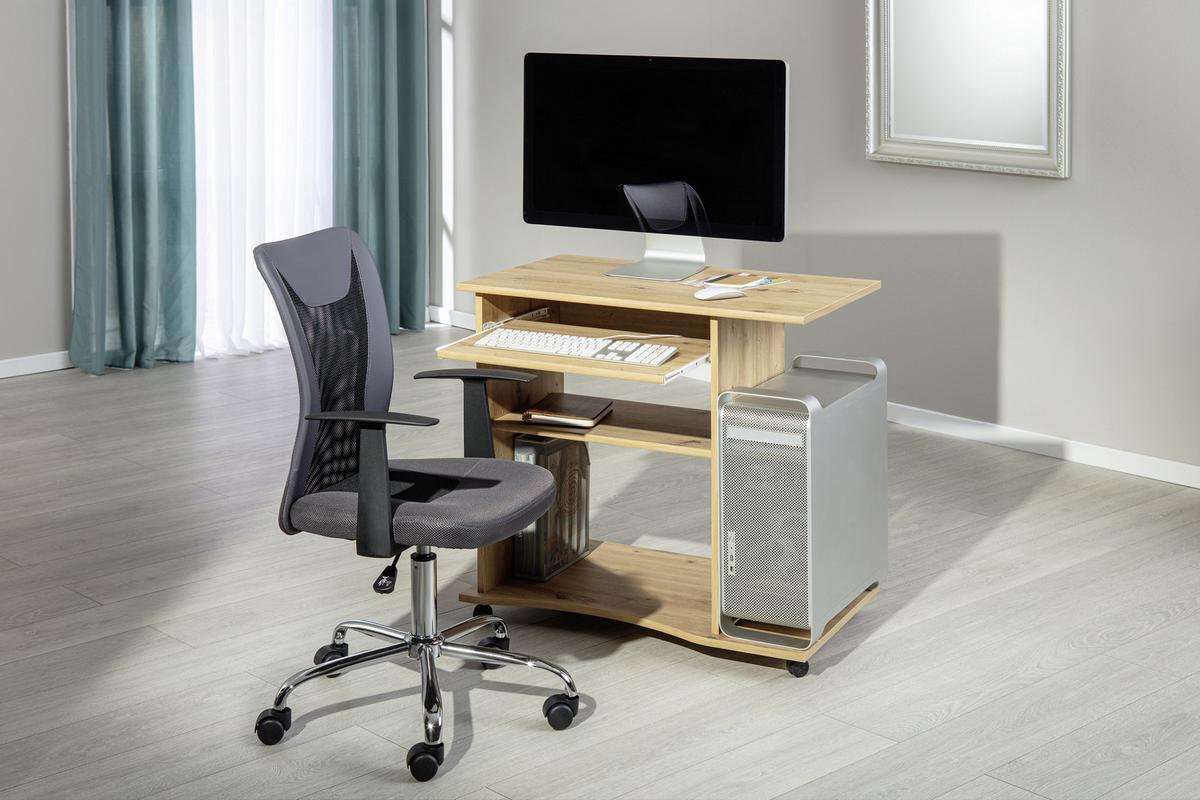 Computertisch mit Auszug B 80cm H 75cm Addu Eiche Dekor - Eichefarben, KONVENTIONELL, Holzwerkstoff/Kunststoff (80/50/75cm) - MID.YOU