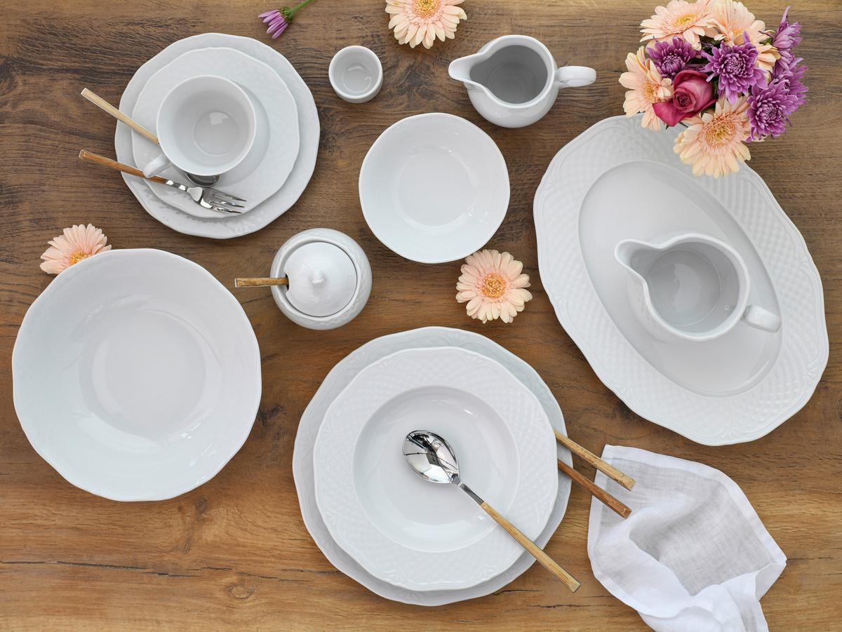 Kombinovaná souprava Arianne, 61 dílný pro 8 osob - bílá, Basics, keramika (59/40/32cm) - Creatable