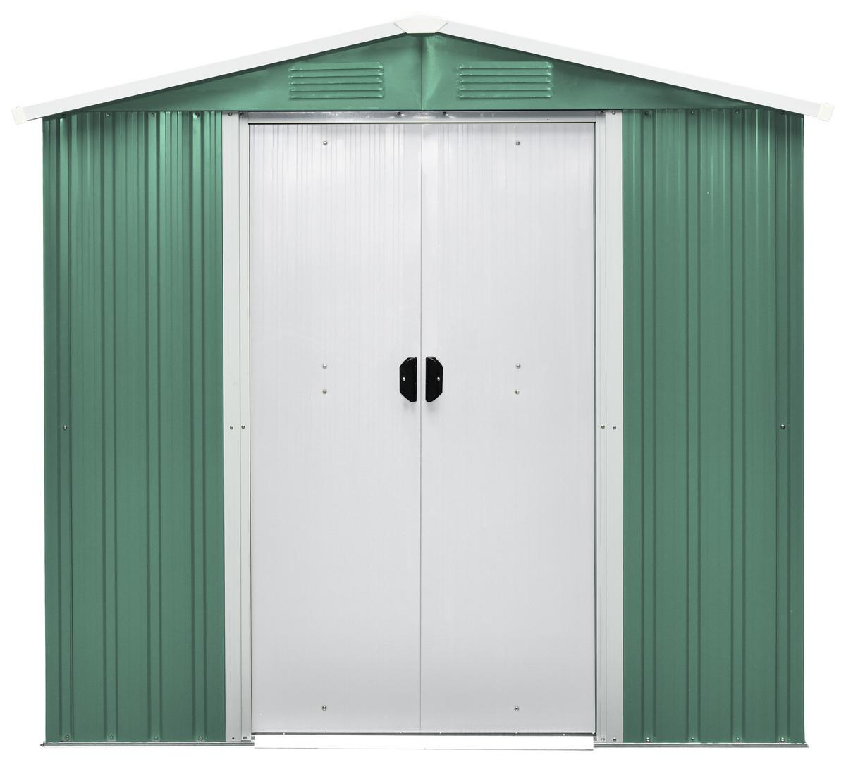 Gerätehaus ohne Boden 194x184x131 cm - Weiß/Grün, Basics, Metall (194/184/131cm)