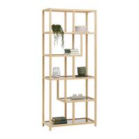 Regál boston, bambus/sklo, š: 77 cm - prírodná farba, Modern, prírodné materiály/sklo (77/180/34cm) - Mömax