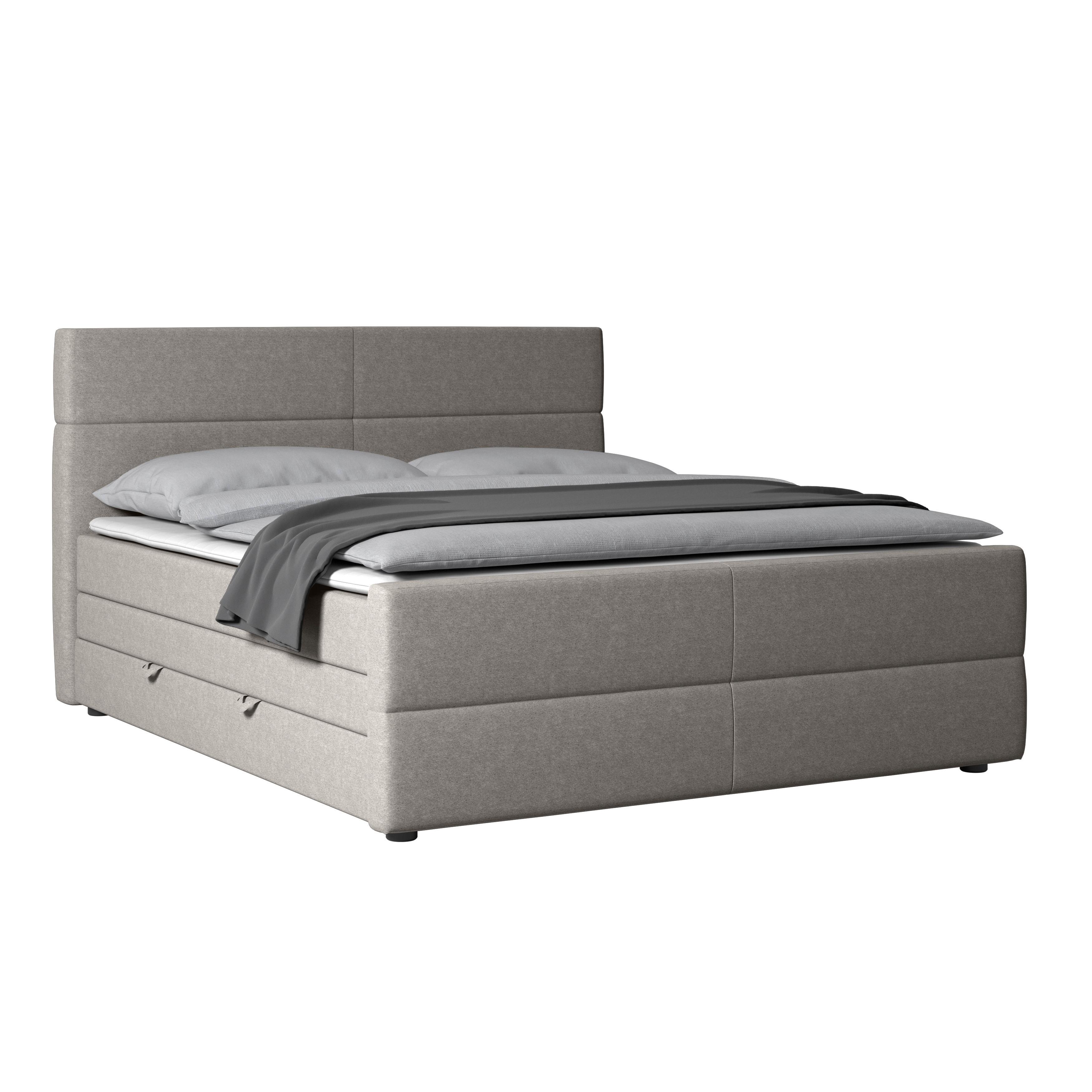 Boxspringbett mit Bettkasten Verona 180x200 cm Silberfarben - Silberfarben/Schwarz, MODERN, Karton/Holzwerkstoff (180/200cm) - MID.YOU