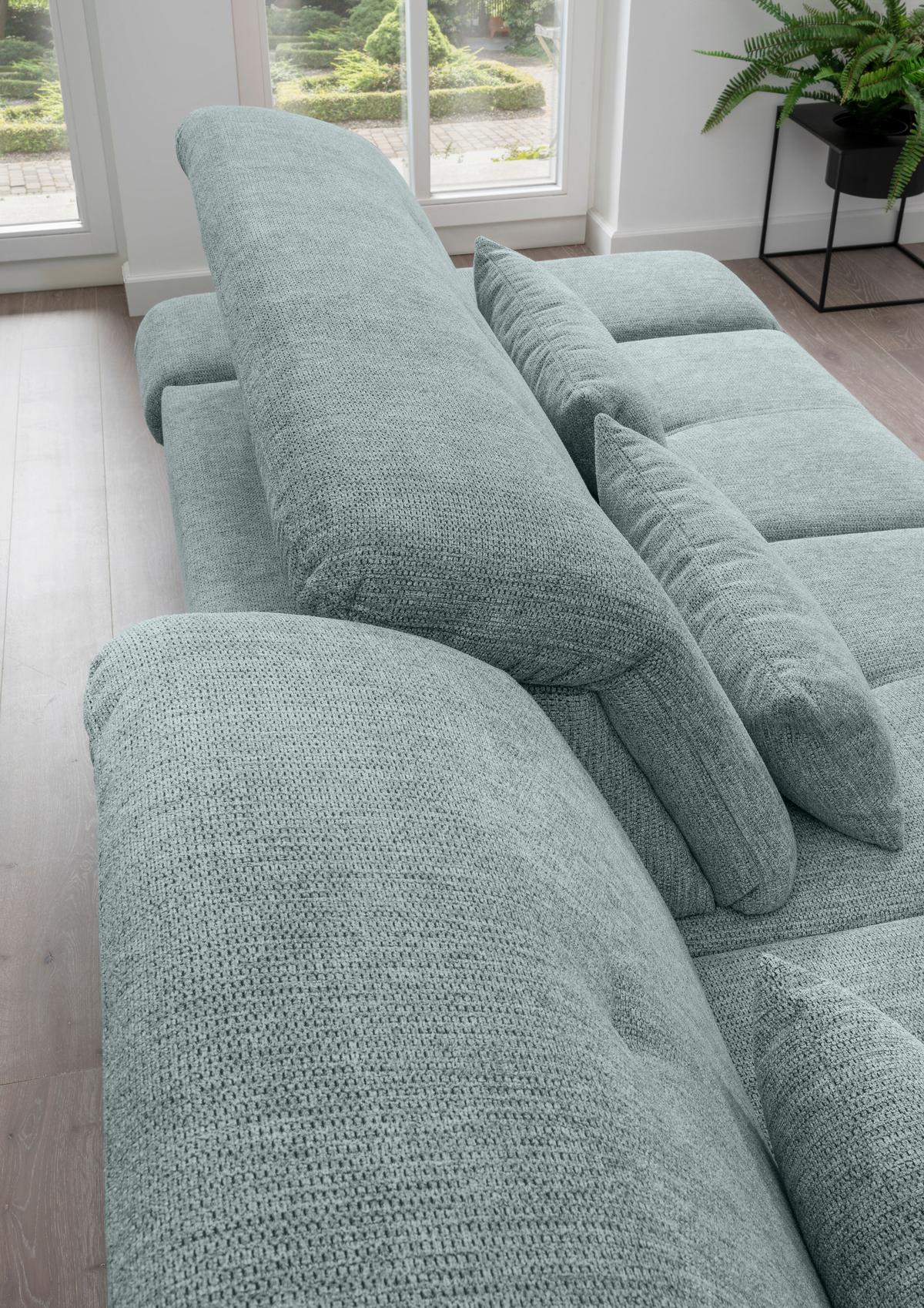 Ecksofa Dalida Blau S: 196x300 cm - Chromfarben/Blau, Design, Textil (196/300cm) - Livetastic