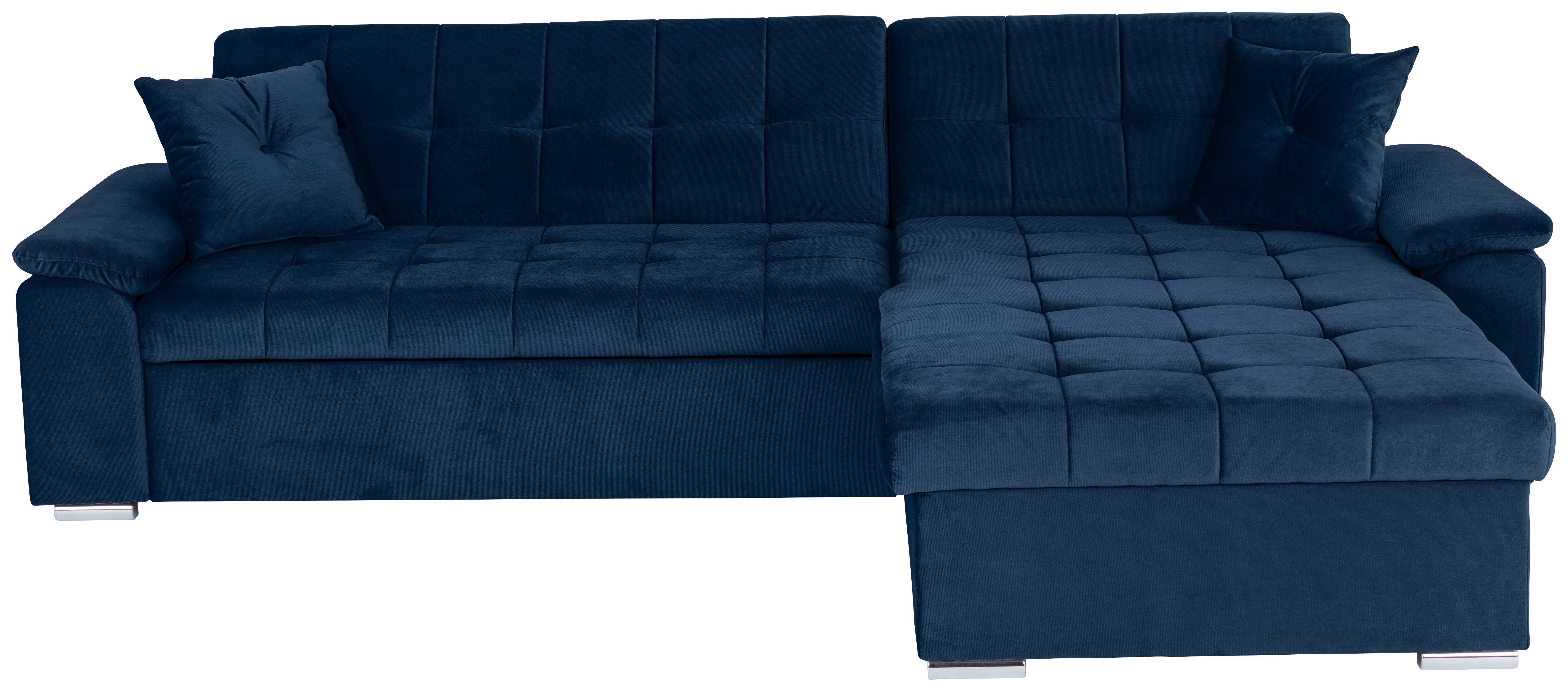 Ecksofa Mit Schlaffunktion Keaton Und Bettkasten, Indigo - Blau, Basics, Textil (263/169cm) - Livetastic