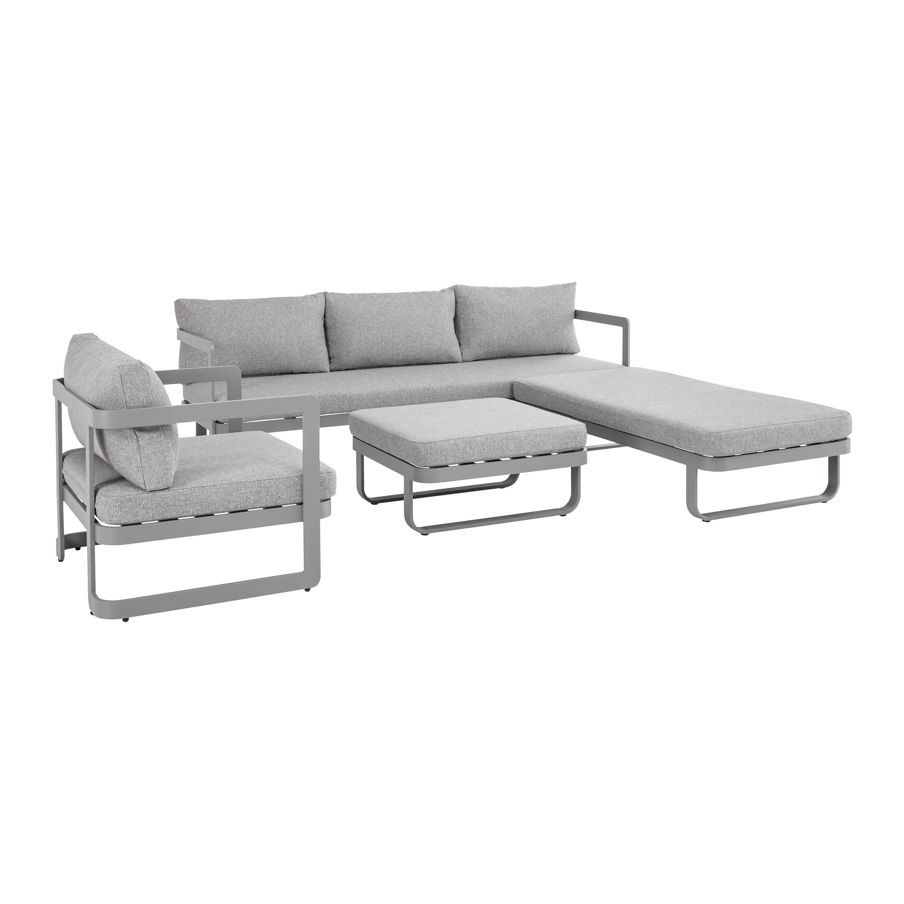 Stylová Sedací Sestava Illaria Na Zahradu - světle šedá, Moderní, kov/textil - Bessagi Garden