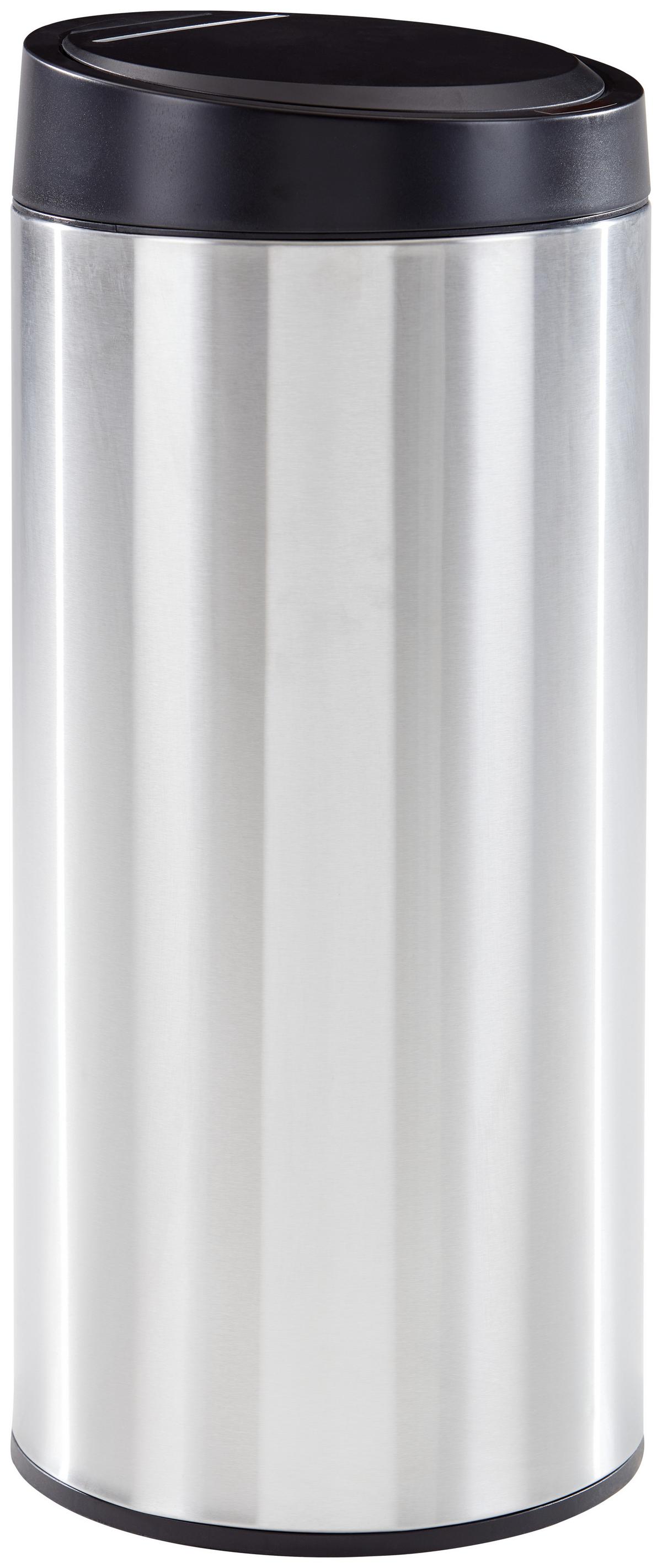 Mülleimer Carlee Mit Sensor 30 L Metall Silber - Silberfarben/Schwarz, Basics, Kunststoff/Metall (29,5/68cm) - Homezone