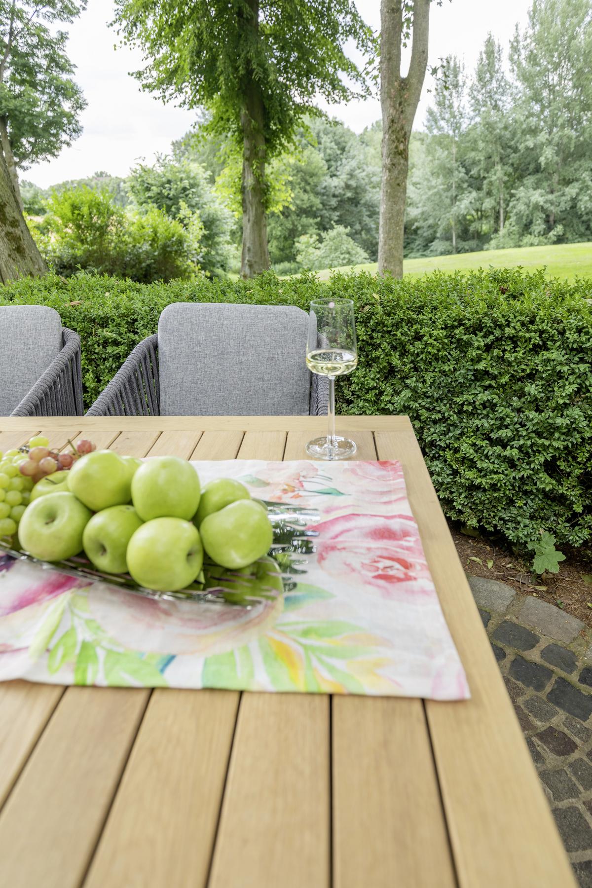 Gartentisch Bergen Eiche/Metall L 180 cm - Eichefarben/Schwarz, Basics, Holz/Metall (180/95/76cm) - Acamp