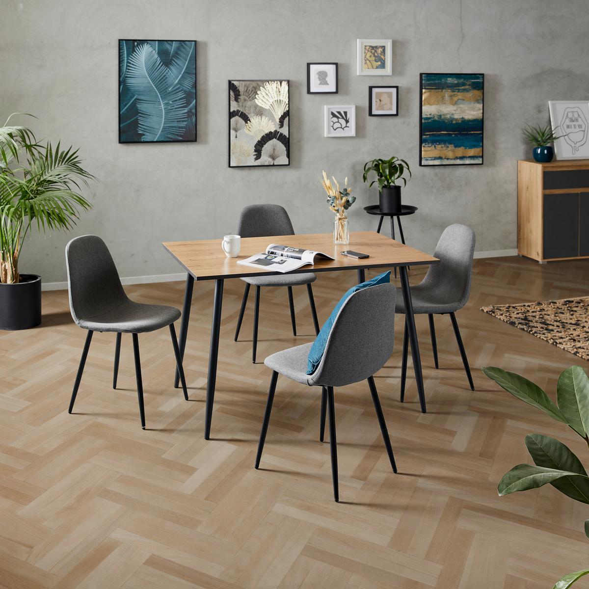 Esstisch Tom 120x76x80 Cm Naturfarben/schwarz - Schwarz/Naturfarben, KONVENTIONELL, Holzwerkstoff/Metall (120/76/80cm)