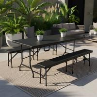 Gartengarnitur 3-tlg. Ventana Metall/kunststoff - Schwarz, Basics, Kunststoff/Metall (180/75/73cm) - Gardenson