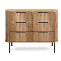 Kommode Kunja Akazie Massiv, B: 103 cm - Schwarz/Akaziefarben, Trend, Holz/Metall (103/80/45cm)