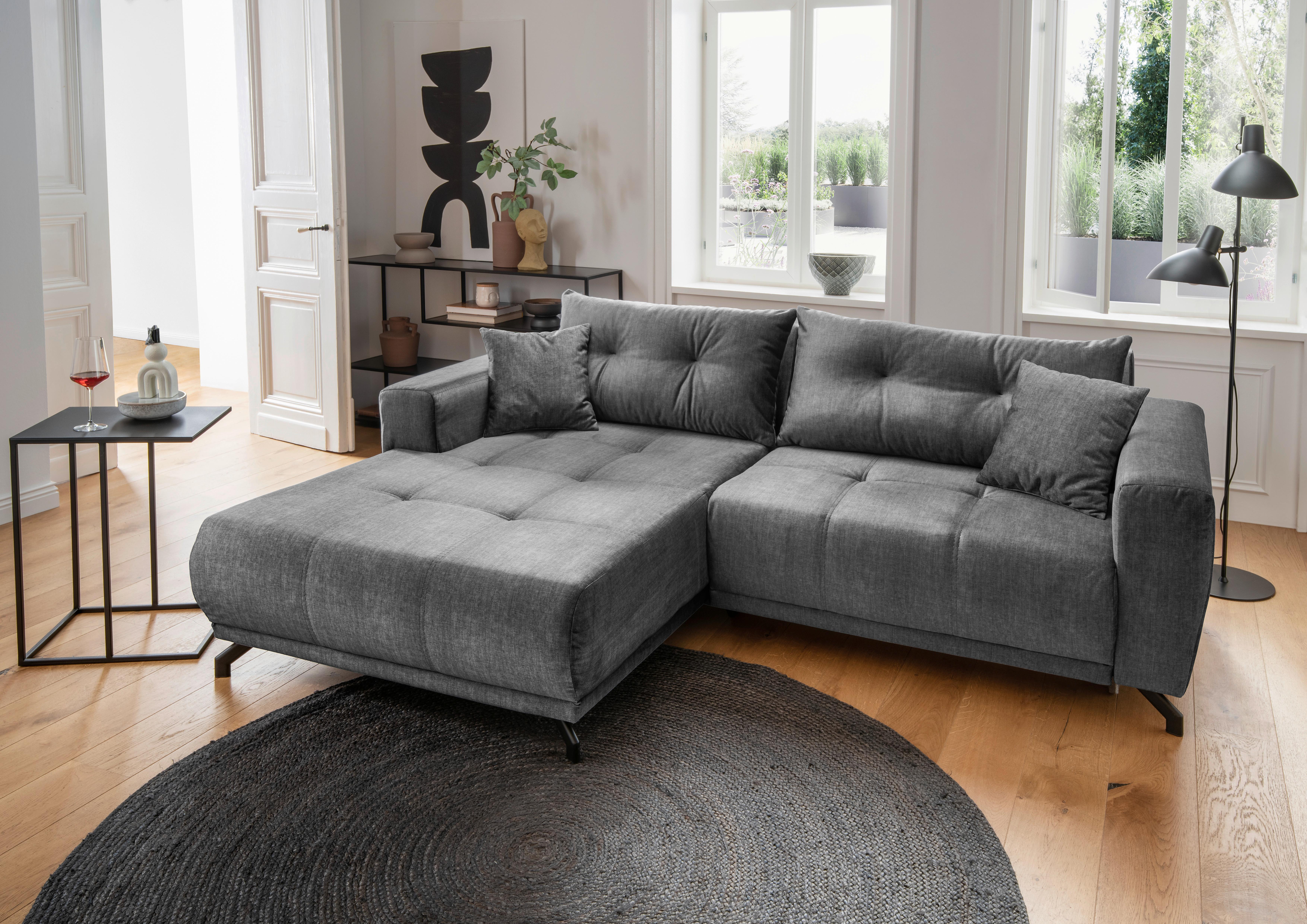 Ecksofa Restato Dunkelgrau S: 177x246 cm - Dunkelgrau/Schwarz, MODERN, Textil (177/246cm) - MID.YOU