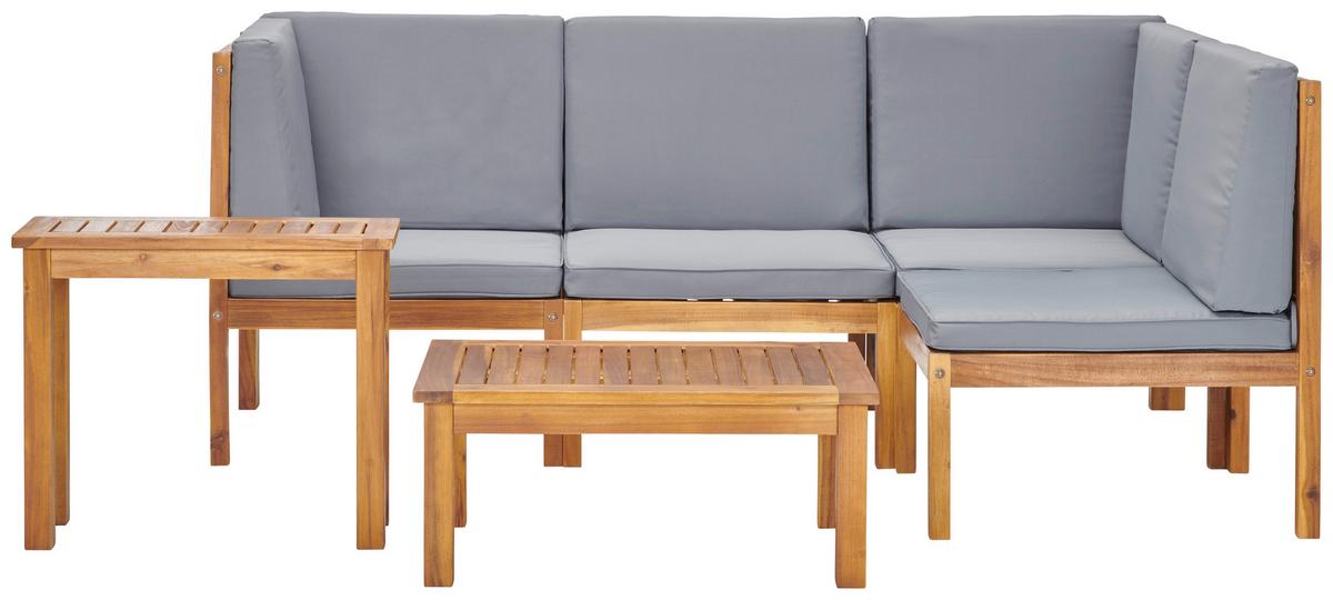 TERASOVÁ SEDACÍ SOUPRAVA LIOU - tmavě šedá/barvy akácie, Moderní, dřevo/textil (70/50/30cm) - Modern Living