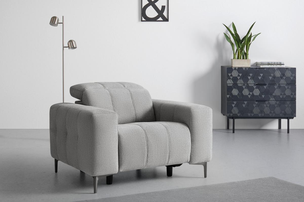 Kreslo ALVARO, sivý zamat, relax.funkcia - sivá/svetlosivá, Modern, kov/drevo (115/79/109cm) - Mömax