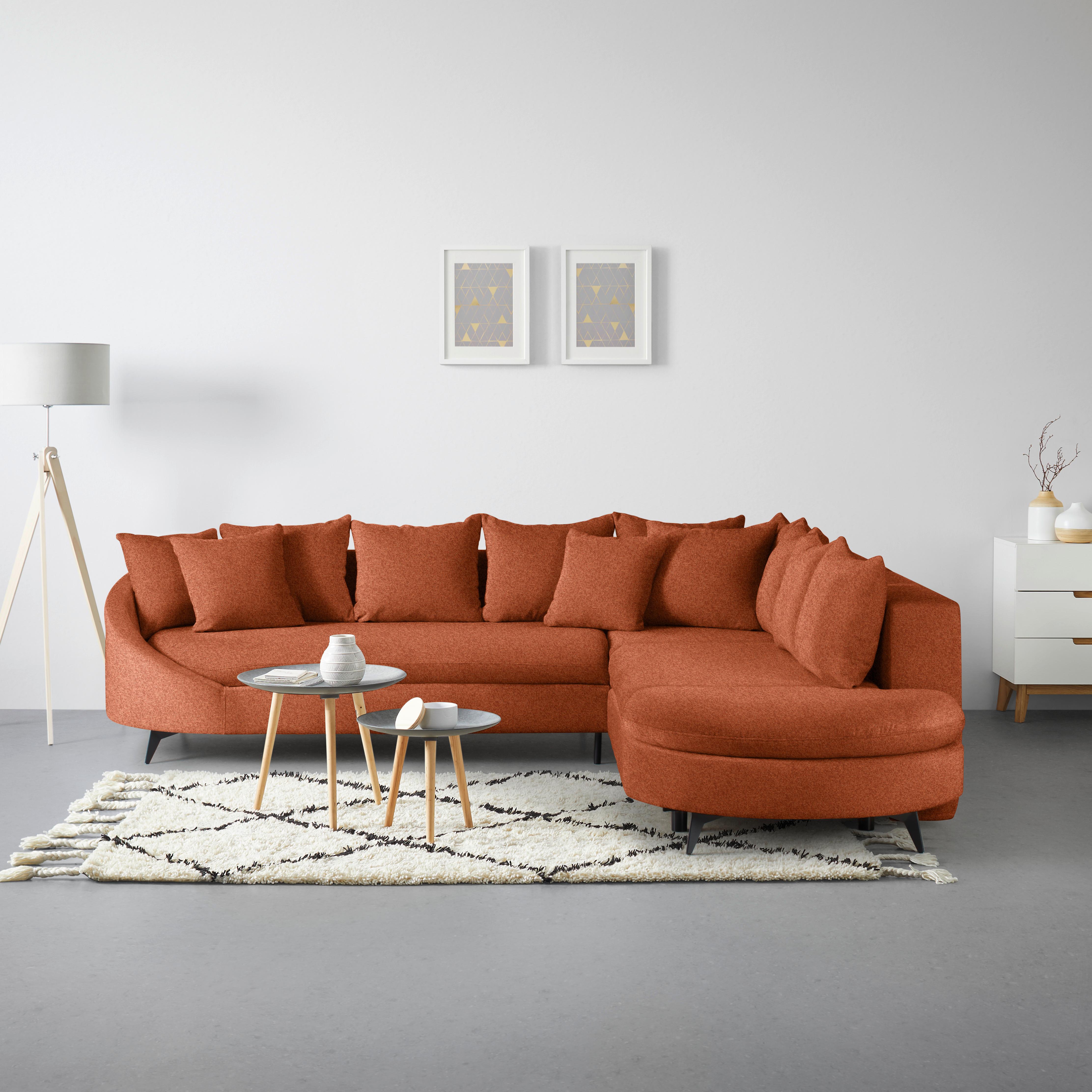 Rohová sedačka AXEL, pravá, hrdzavá tkanina - čierna/hrdzavá, Modern, kov/textil (291/250cm) - Mömax