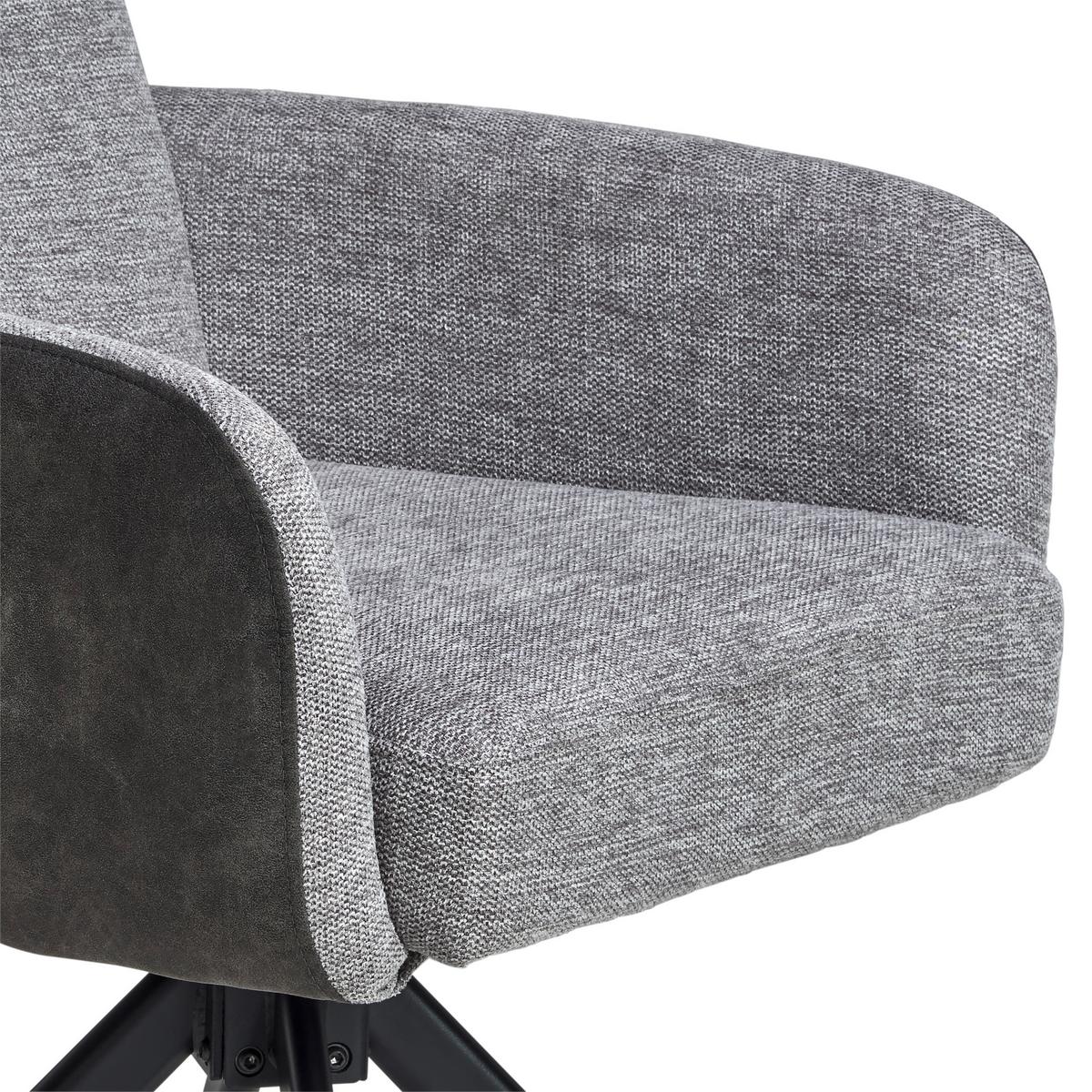 Armlehnstuhl Janet - Schwarz/Grau, LIFESTYLE, Holz/Textil (60/88/67cm) - MID.YOU