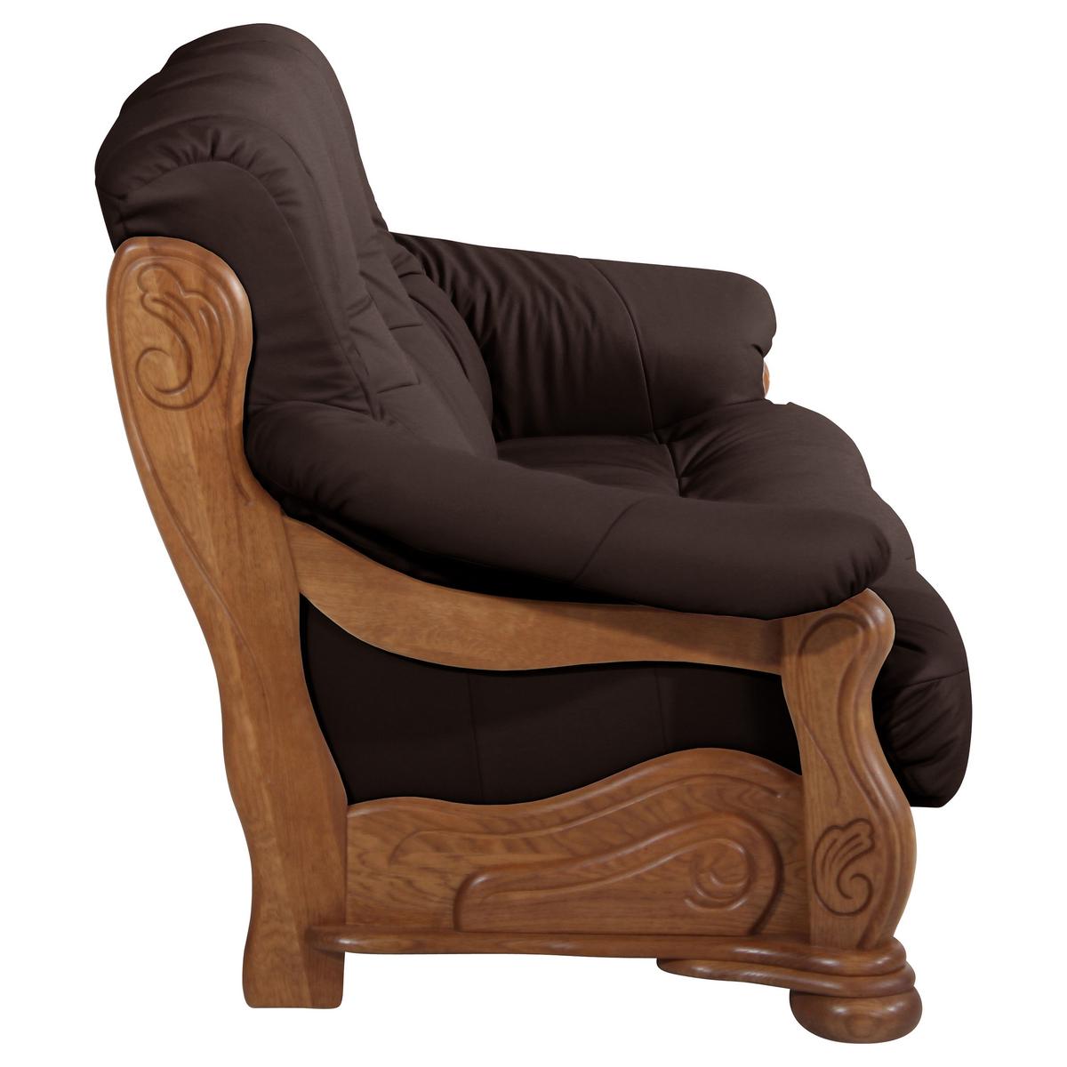 3-sitzer-sofa Tennessee Braun Echtleder - Eichefarben/Braun, LIFESTYLE, Leder/Holz (205/95/95cm) - Max Winzer