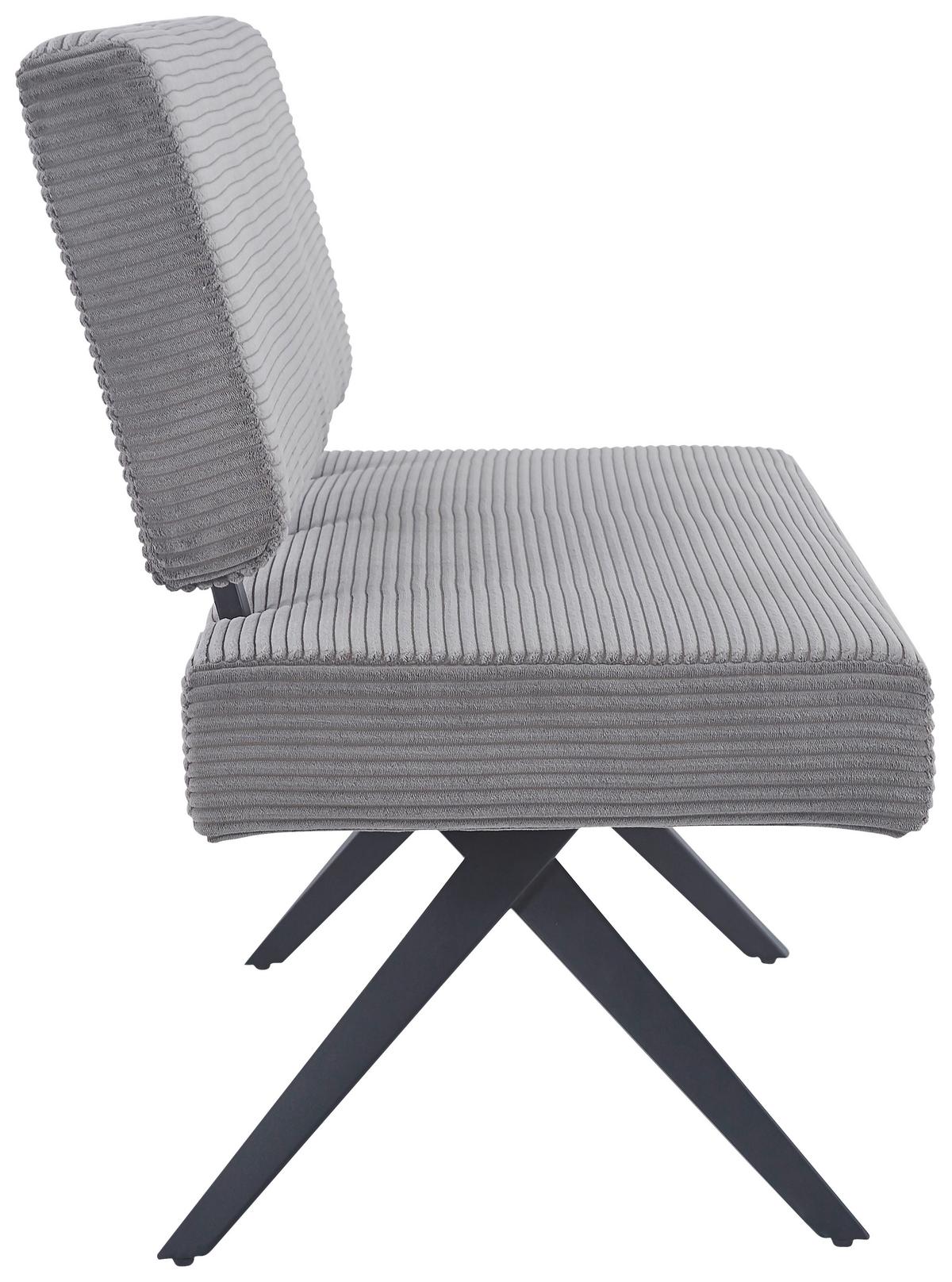 Sitzbank Chios Mit Lehne Cord Dunkelgrau, B: 140 Cm - Dunkelgrau/Schwarz, KONVENTIONELL, Textil/Metall (140/90/62cm) - MID.YOU