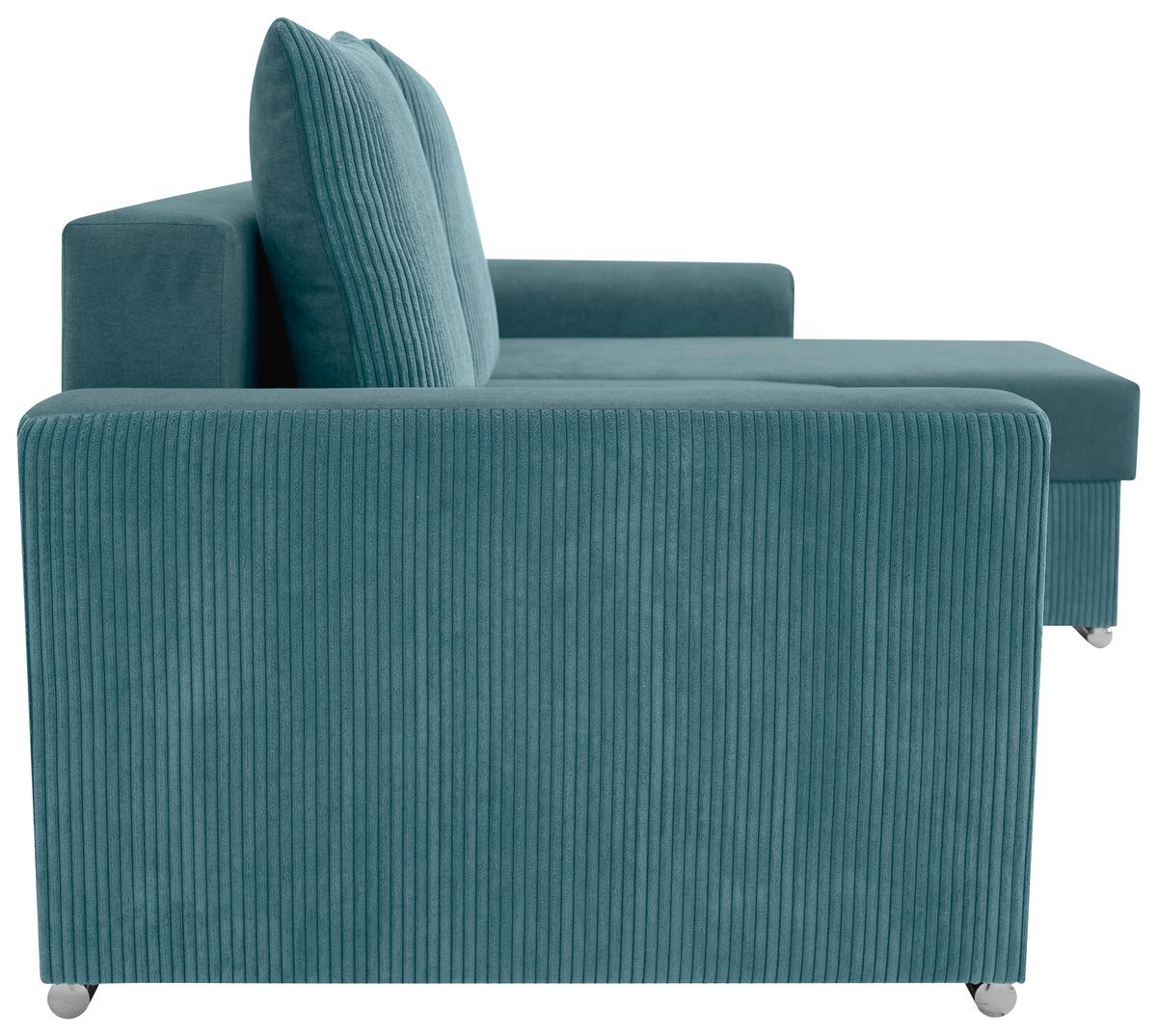 Ecksofa Diever Graublau S: 239x141 cm - Chromfarben/Graublau, Design, Textil (239/141cm) - Livetastic