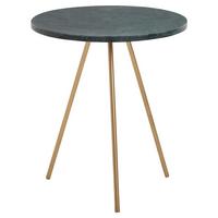 Príručný stolík WOHNLING zelený - zlatá/zelená, Modern, kov/kameň (38/38/44cm) - MID.YOU