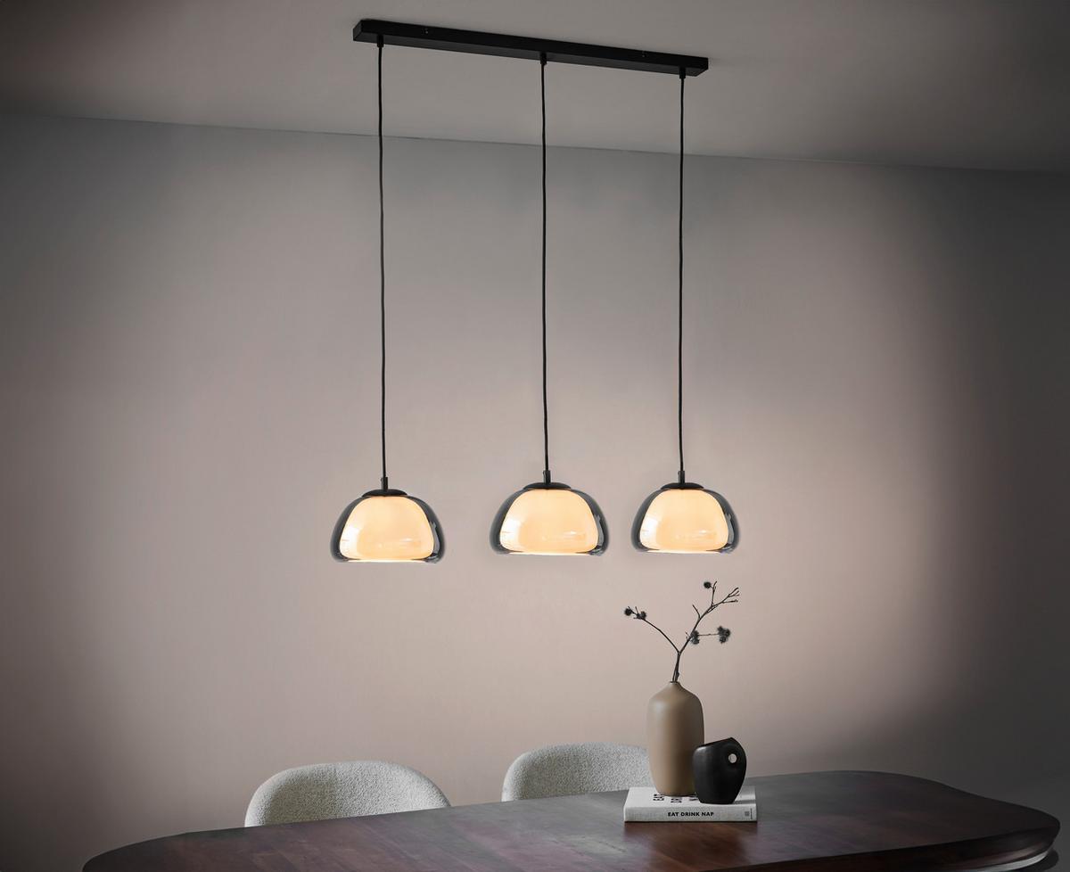 ZÁVĚSNÉ SVÍTIDLO JELLA - černá/světle šedá, Trend, kov/textil (95/25/120cm)