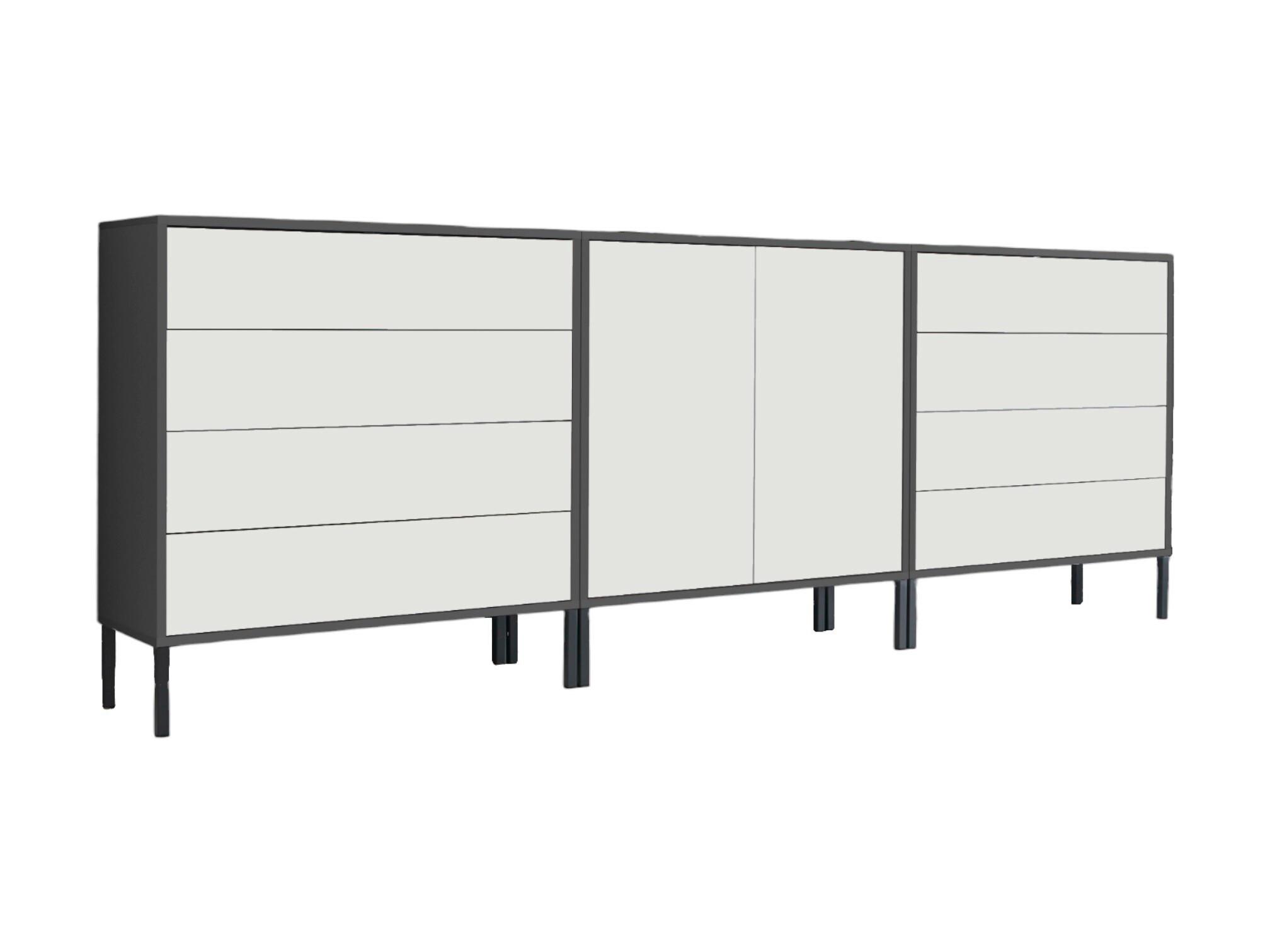 Sideboard Mailand4b:237cmanthrazit/Weiß - Anthrazit/Weiß, MODERN, Holzwerkstoff (237/86/33cm) - MID.YOU