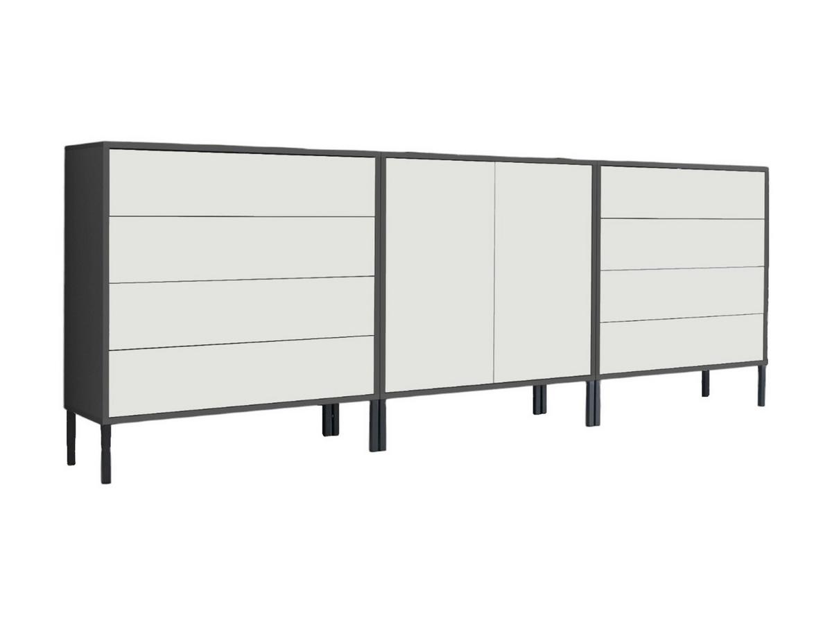 Sideboard Mailand4b:237cmanthrazit/Weiß - Anthrazit/Weiß, MODERN, Holzwerkstoff (237/86/33cm) - MID.YOU