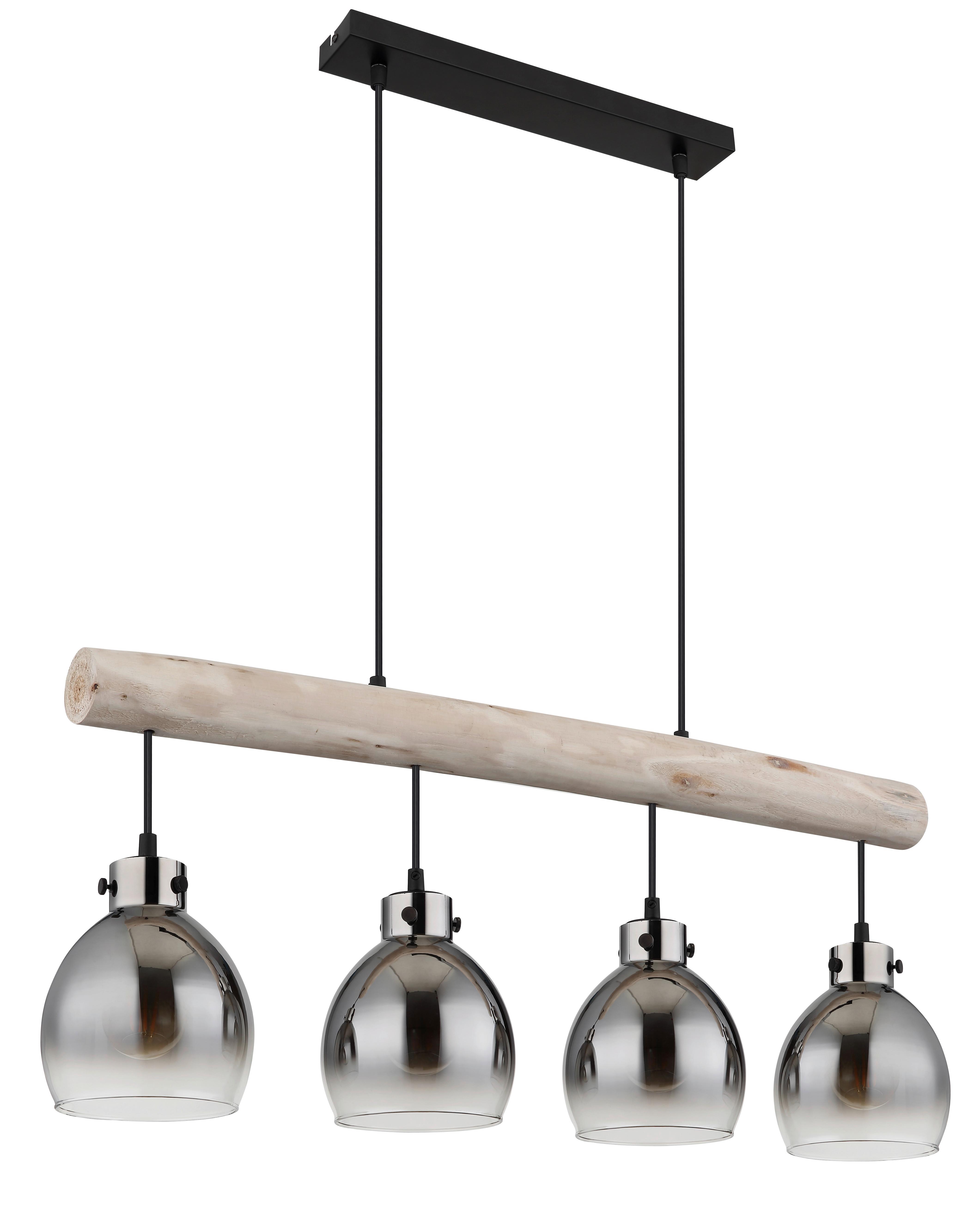 Hängeleuchte 15628-4 - Schwarz/Naturfarben, Natur, Glas/Holz (82,5/15/140cm) - Globo
