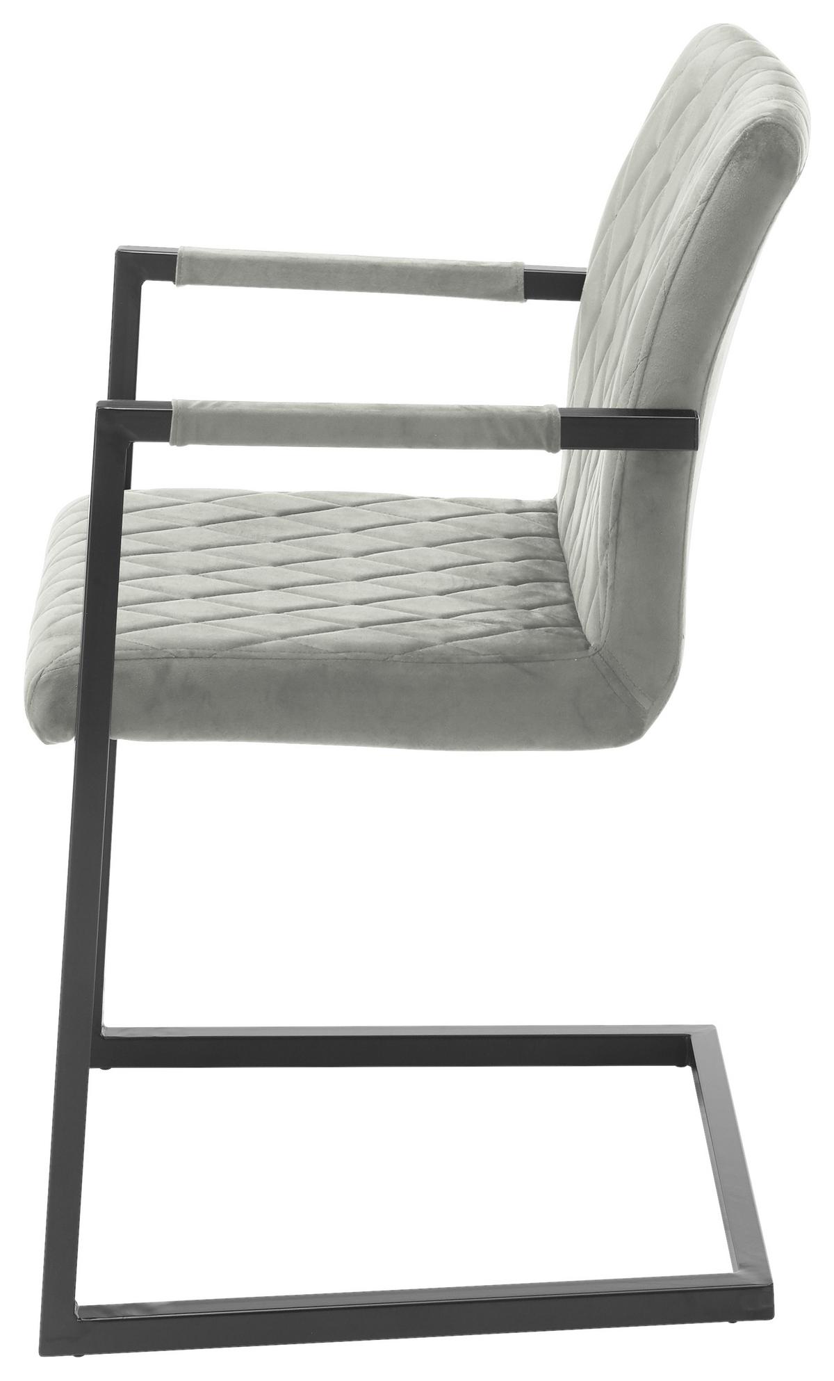 Schwingstuhl Kian Grau/Schwarz Gepolstert - Schwarz/Grau, MODERN, Textil/Metall (54/86/63cm) - MID.YOU