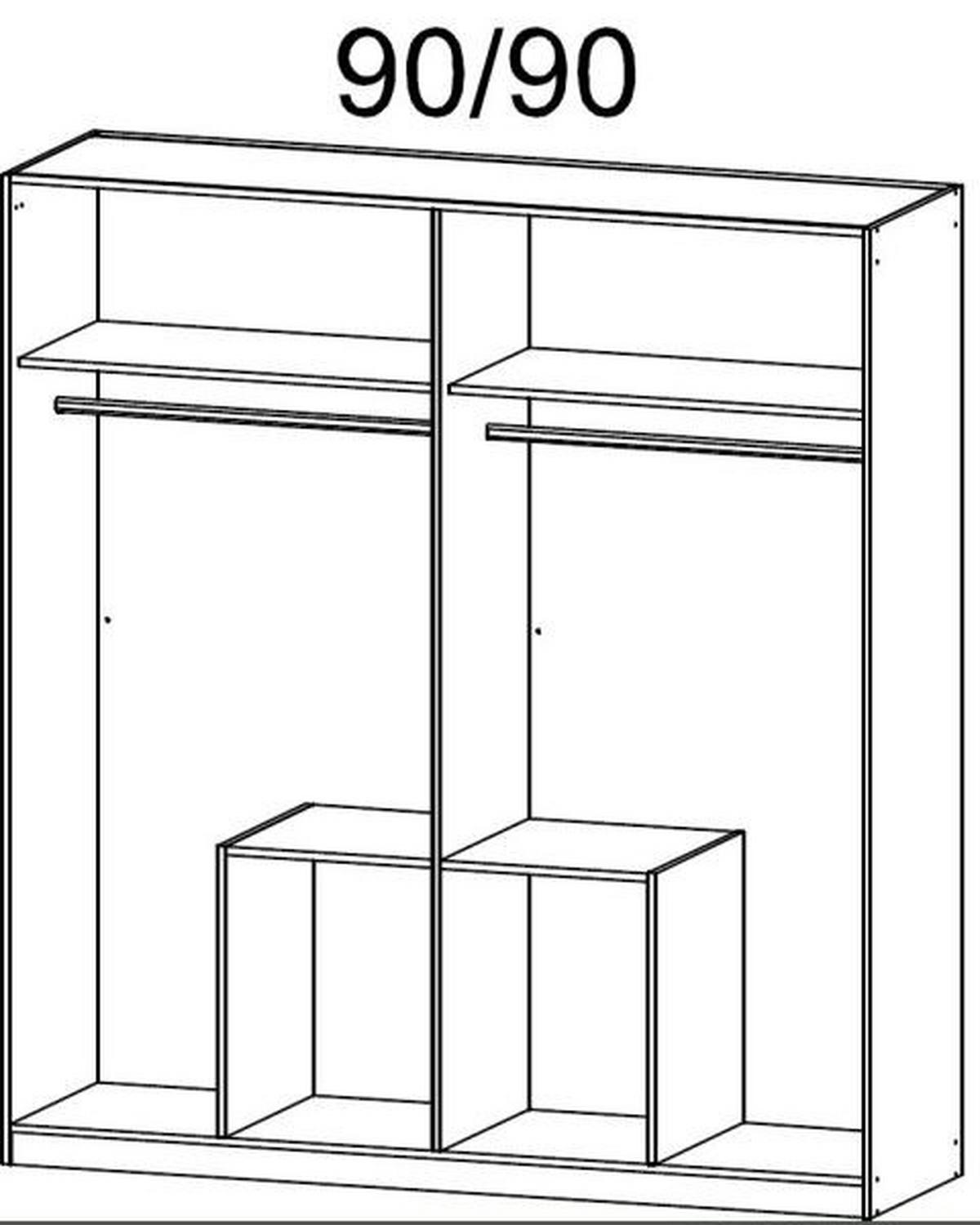 Drehtürenschrank grifflos 181cm Freising, Weiß Dekor - Weiß/Sonoma Eiche, MODERN, Holzwerkstoff (181/197/54cm) - Rauch Möbel