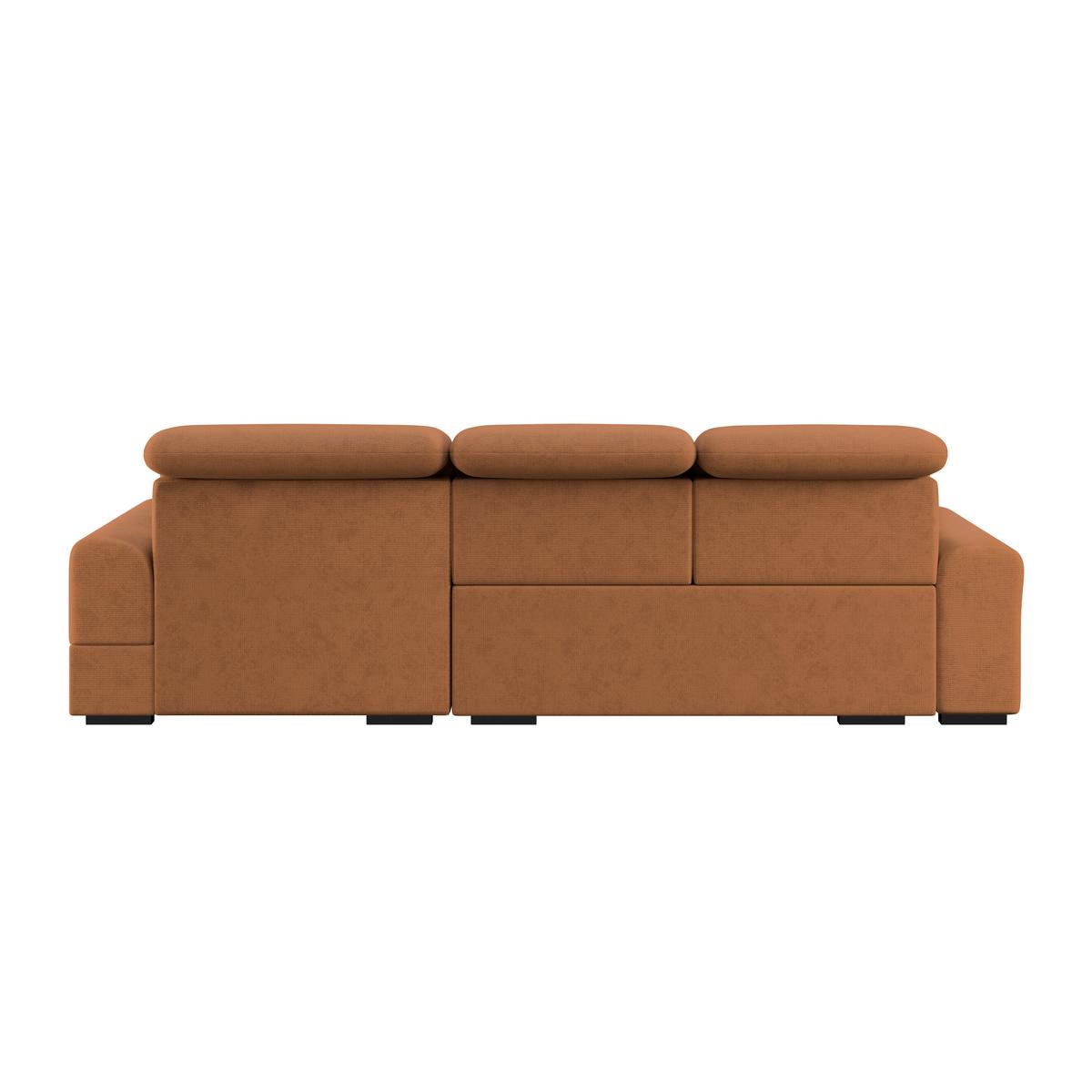Ecksofa mit Bettfunktion Malaga new Chenille terracotta - Terracotta/Schwarz, KONVENTIONELL, Textil (286/203cm) - Ondega