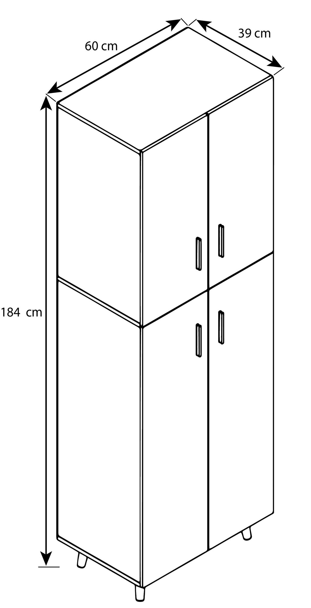 Víceúčelová skříň LANDOS, bílá/medový dub - bílá/šedá, Moderní, kompozitní dřevo/plast (60/184/39cm) - MID.YOU