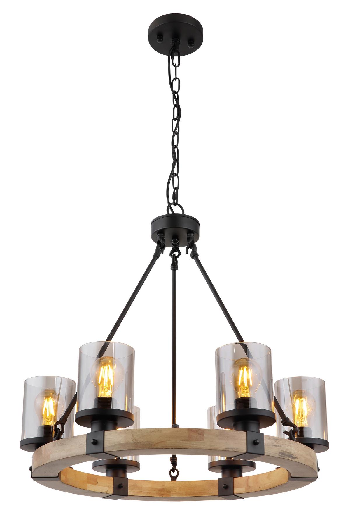 Függőlámpa 15555-6h - sötétbarna/fekete, Natur, műanyag/Üveg (59/98cm) - Globo