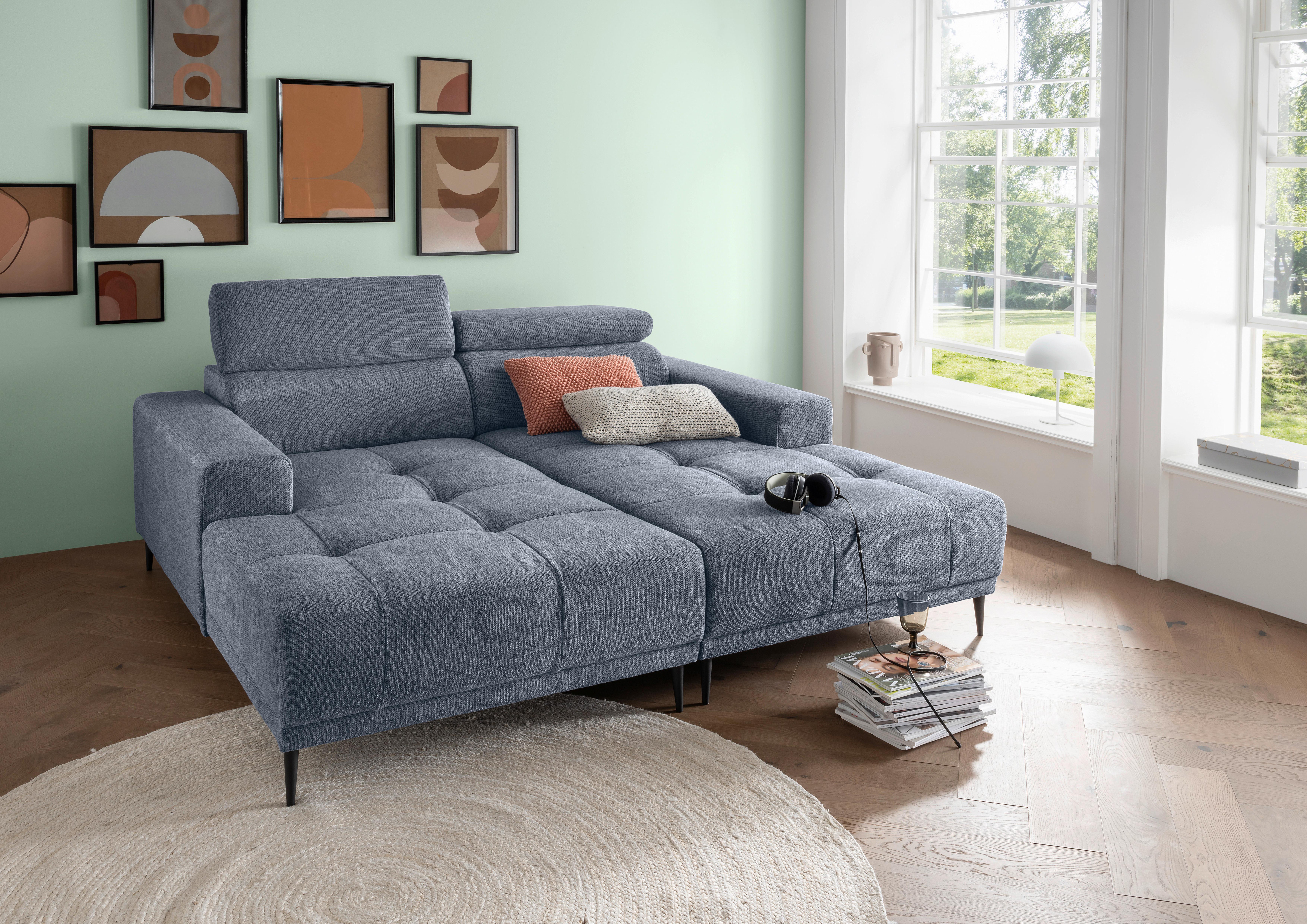 Ecksofa Intera, Hellblau S: 200x188 Cm - Schwarz/Hellblau, KONVENTIONELL, Textil (200/188cm) - Livetastic