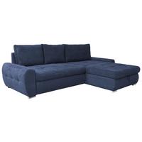 Ecksofa Mit Schlaffunktion Solar Dunkelblau 277x175 Cm - Chromfarben/Dunkelblau, Design, Textil (277/175cm) - Livetastic