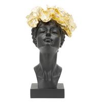 Skulptur Woman With Butterfly Schwarz, Goldfarben, B: 21 cm - Goldfarben/Schwarz, Basics, Kunststoff (21/36.5/20cm)