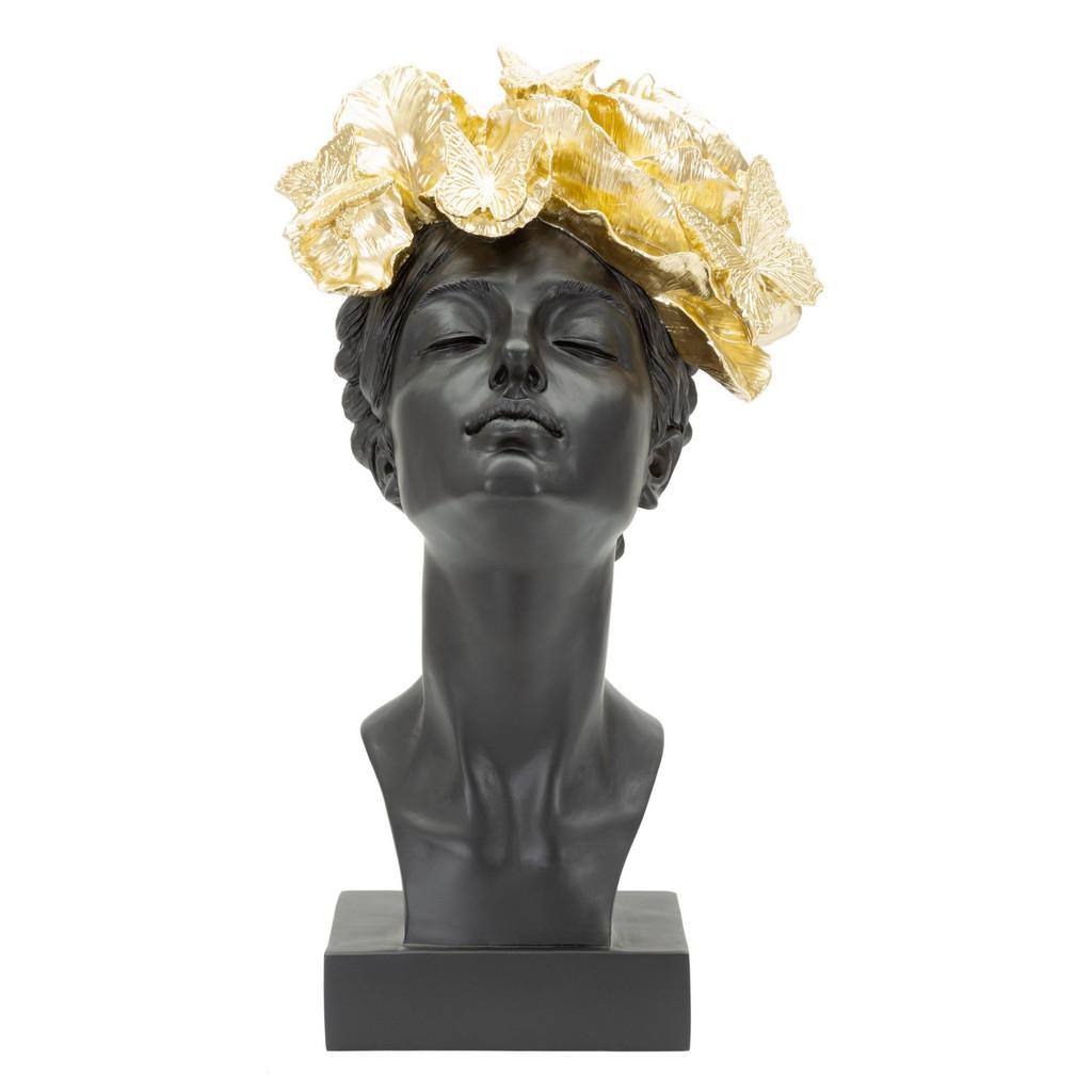 Skulptur Woman with Butterfly schwarz, goldfarben, B: 21 cm