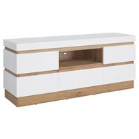 Tv-element Calabria Weiß/eiche Dekor B: 160,8 Cm - Eichefarben/Weiß, Trend, Holzwerkstoff (160,8/68/45cm)