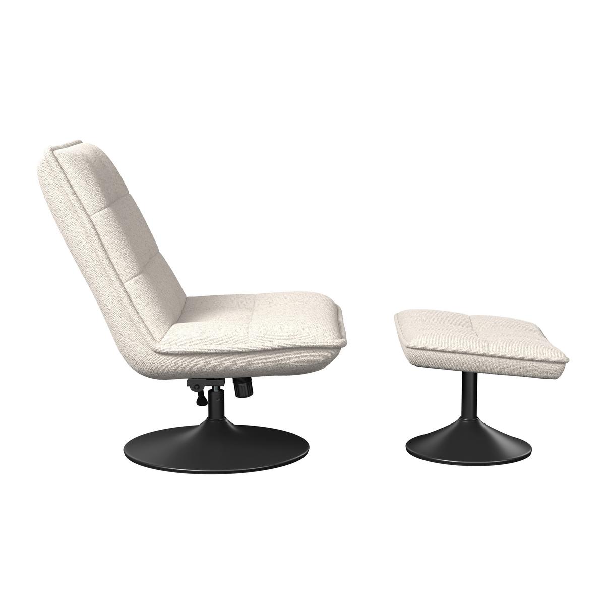 Relaxliege Kairo creme Sitzfläche drehbar, B: 71 cm - Creme/Schwarz, MODERN, Holz/Textil (71/88/89cm)