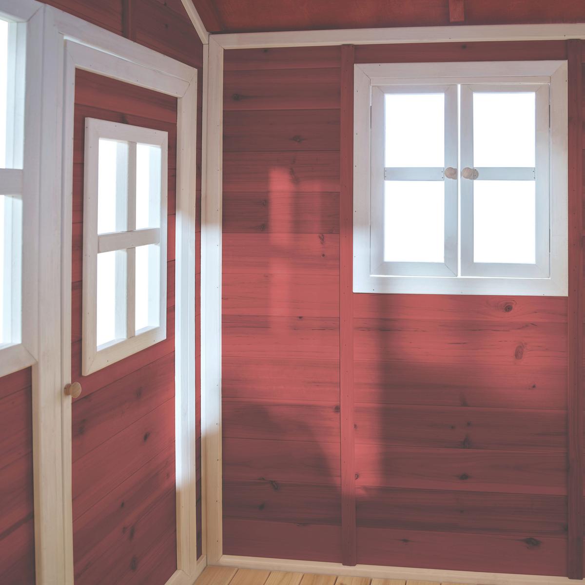 Stelzenhaus Mit Rutsche Rot Exit Loft 300 - Rot, KONVENTIONELL, Holz (369/190/215cm) - EXIT Toys