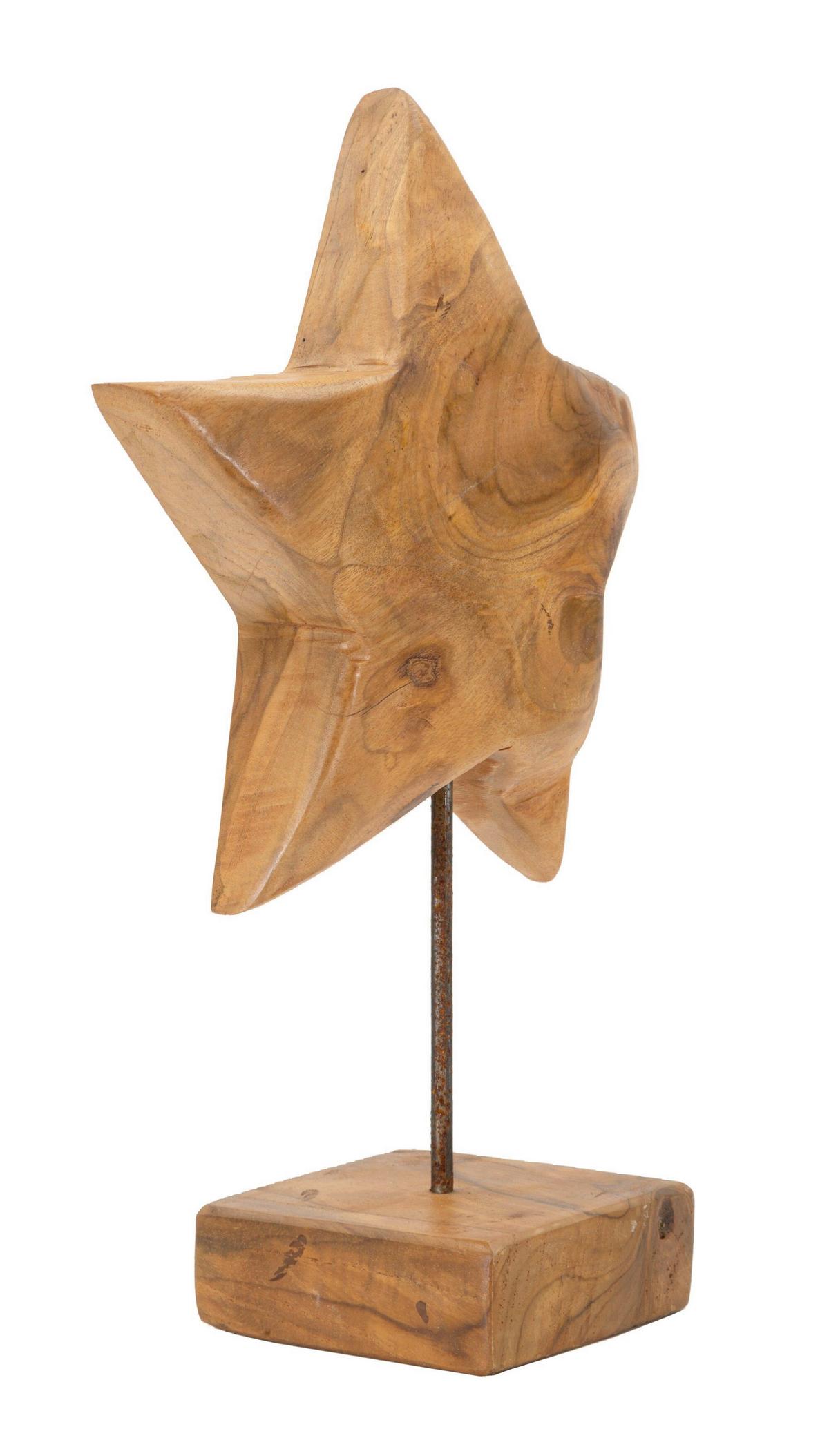 Skulptur Star Teak, Braun B: 28 cm - Braun, Basics, Holz (28/42/12cm)