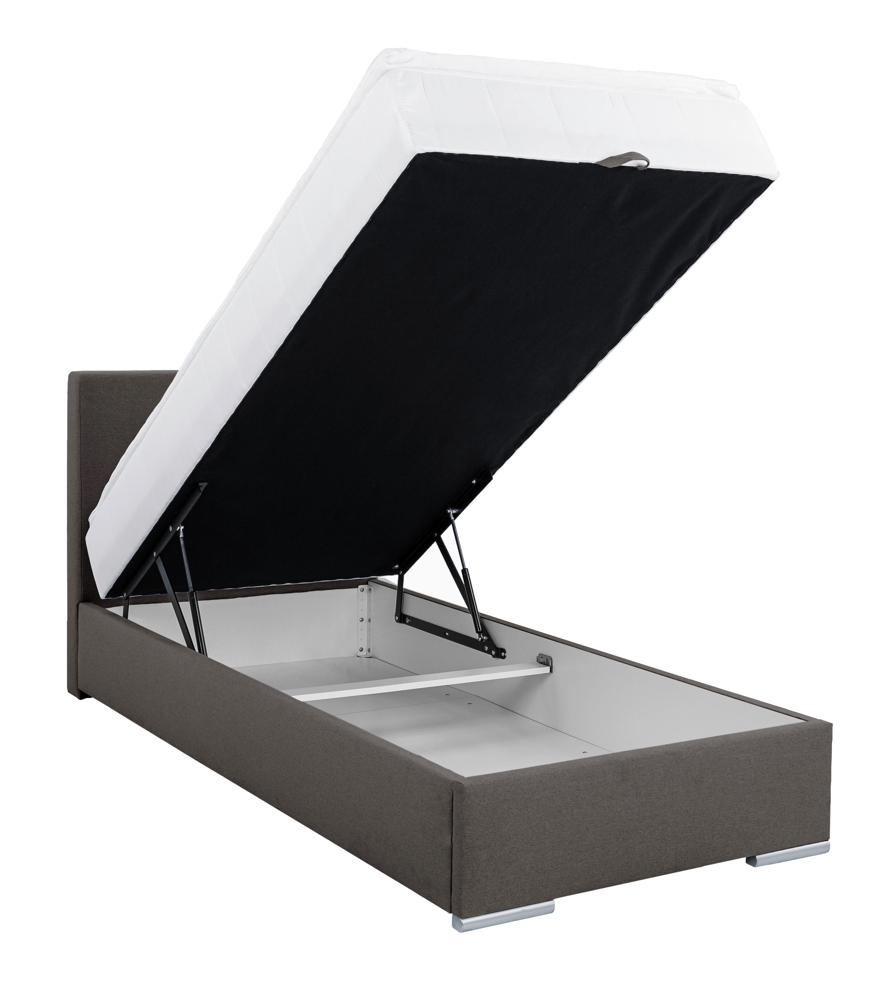 Polsterbett mit Topper 100x200 cm Cosi 100 Anthrazit - Chromfarben/Anthrazit, KONVENTIONELL, Holz/Textil (100/200cm)