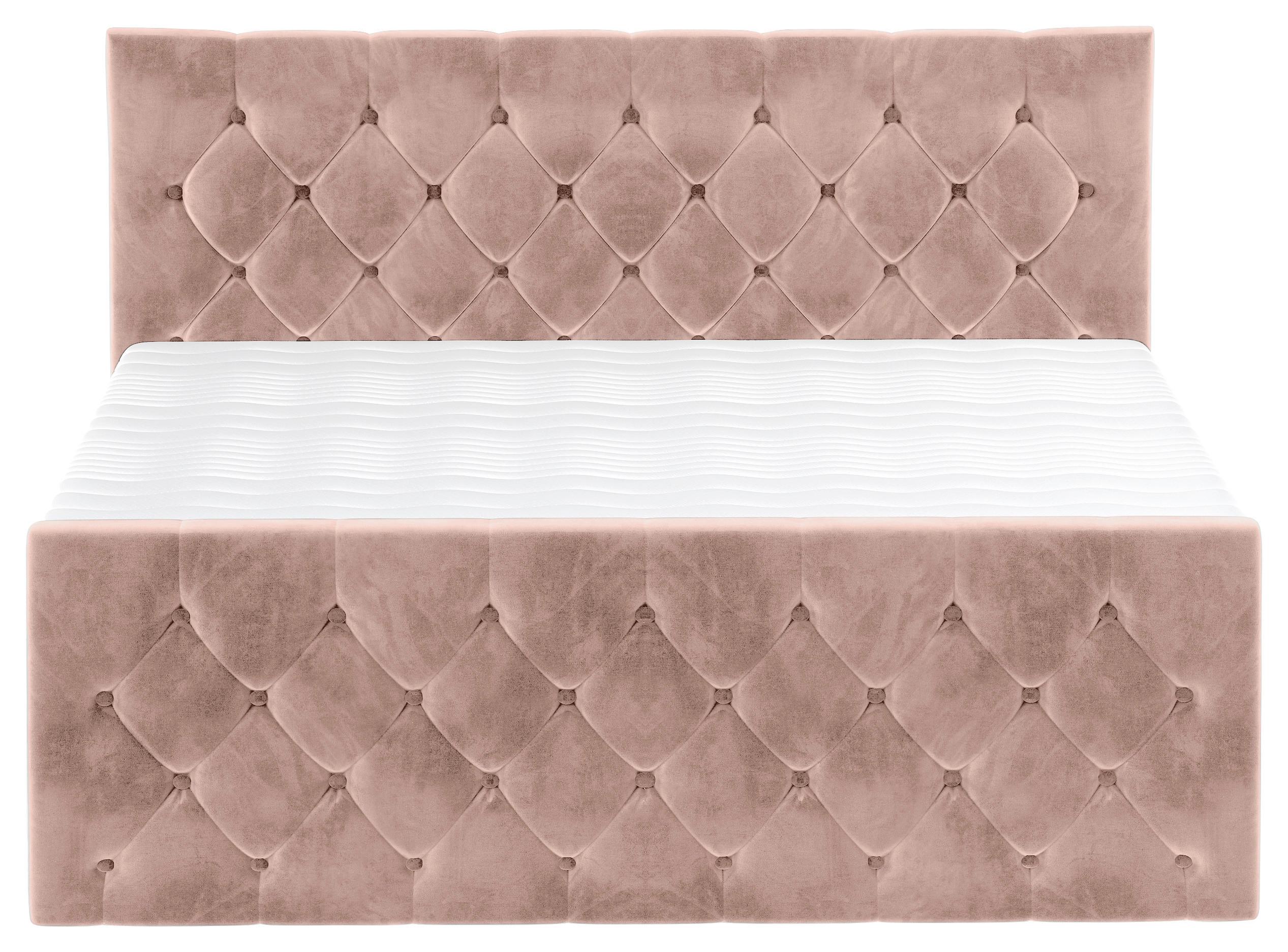 Boxspringbett Swing 14 Altrosa 180x200 cm H2 - Beige/Schwarz, ROMANTIK / LANDHAUS, Textil (180/200cm) - James Wood