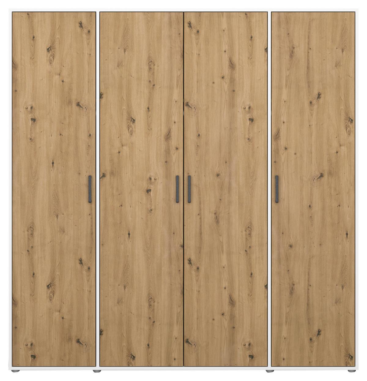 Drehtürenschrank Voyager Weiß,eiche Artisan B: 187 cm - Eiche Artisan/Weiß, MODERN, Holzwerkstoff (187/194/53cm) - Rauch Möbel