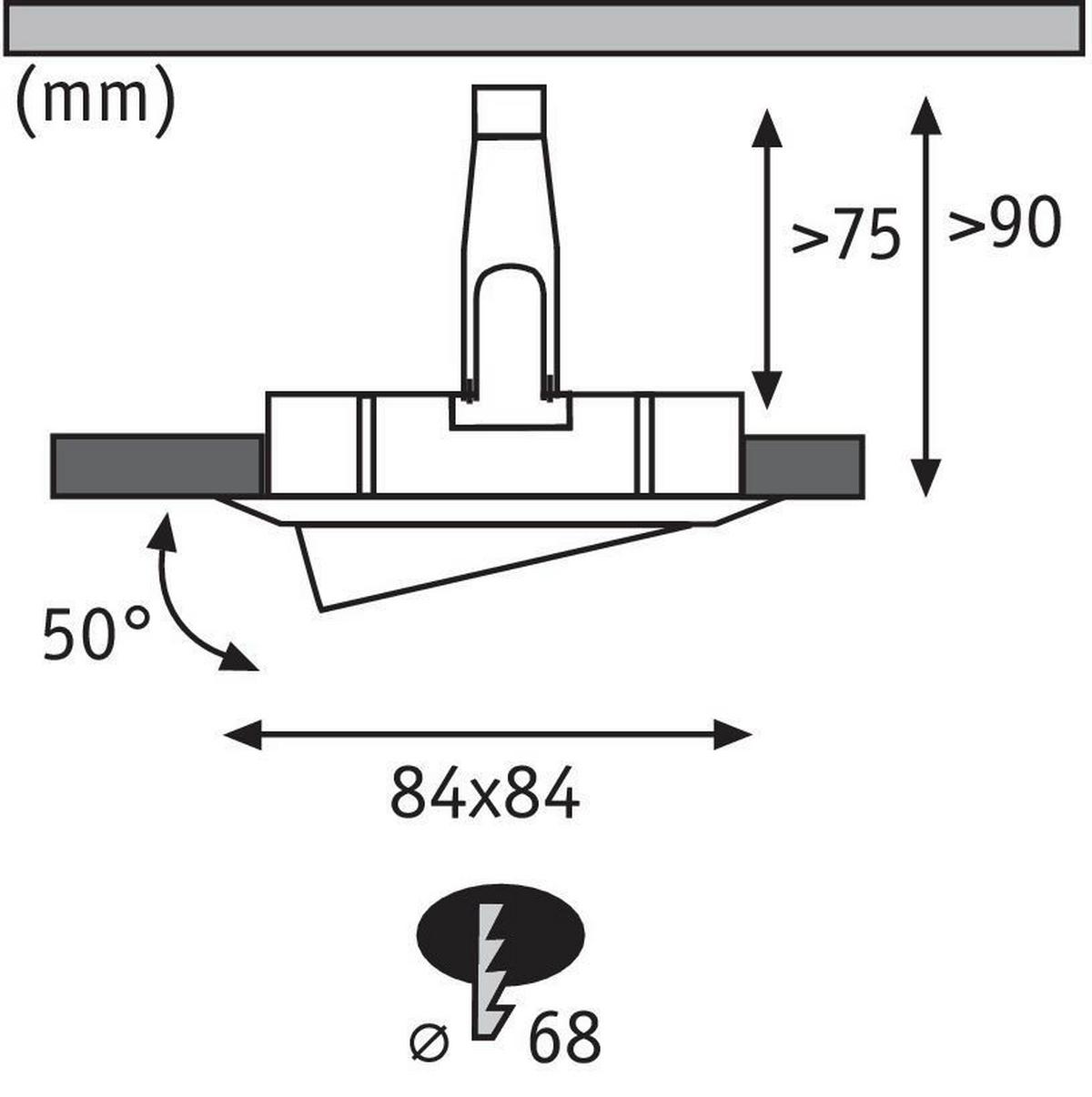 Deckenleuchte B: 8,4 cm 1-Flammig, Quadratisch - Weiß, Basics, Metall (8,4cm) - Paulmann