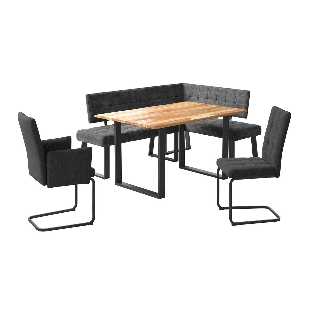 Eckbank Dunkelgrau Polyester Laslo 185x134 Cm - Dunkelgrau/Schwarz, MODERN, Textil/Metall (185/134cm) - MID.YOU